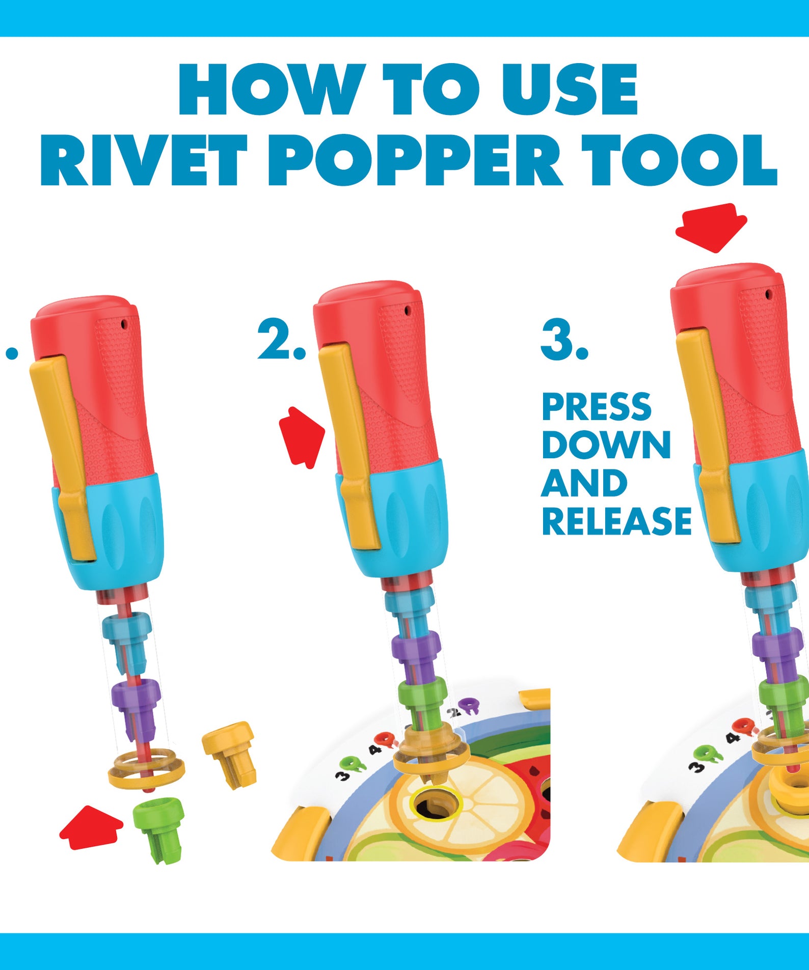 Learning Resources Design and Drill Creative Café, Fine Motor STEM Toy with Rivet Popper and Activity Cards, Portable Playset for Ages 3 Plus