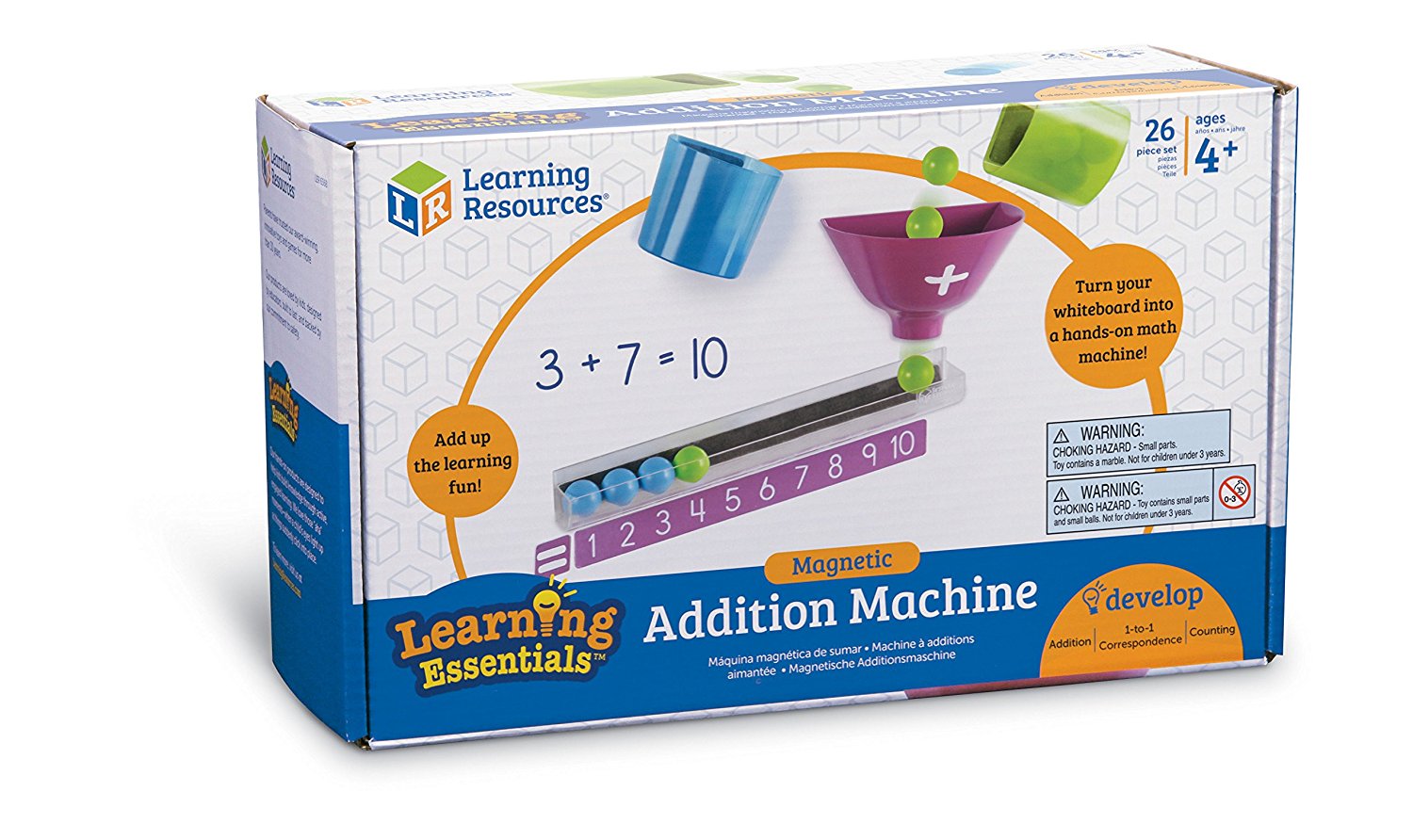 Learning Resources Magnetic Addition Machine, Interactive Front of Class Addition Activity, Includes 20 Magnetic Balls, Funnel, and Counting Tray, Ages 4+