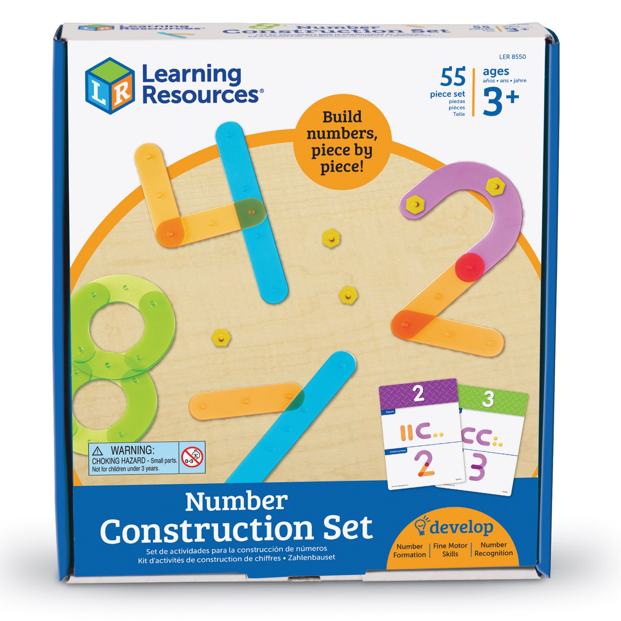 Learning Resources Number Construction Set, Build & Recognize Numbers 0-9, Fine Motor & Numeracy Activity for Kids, Includes Activity Cards & Colour-Coded Pieces, Set of 50, Ages 4+