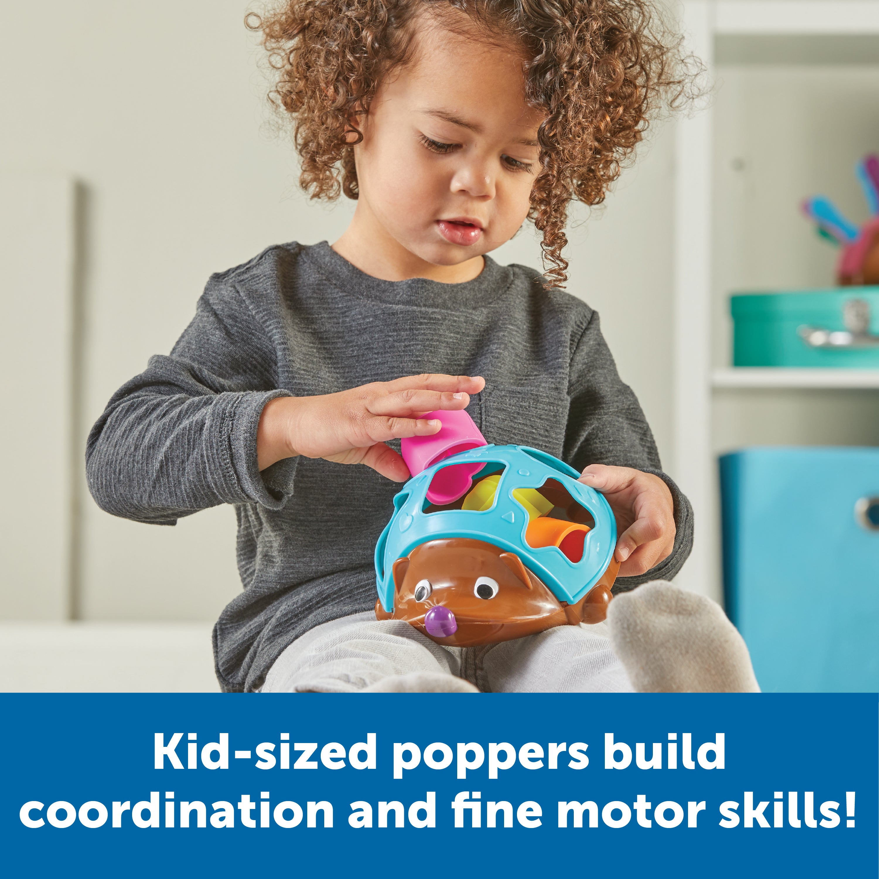 Learning Resources Spike The Fine Motor Hedgehog Poppin Shapes Sorter, 7-Piece Shape Sorting & Fidget Toy for Toddlers, Develops Fine Motor, Colour & Sensory Skills, Ages 18 Months+