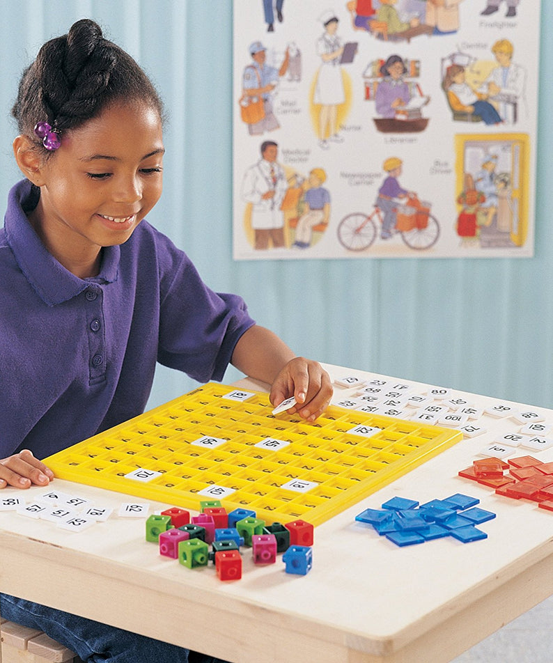 Learning Resources Hundred Number Board, Plastic, Versatile Math Resource for Number Recognition, Patterning, and Graphing Activities, Includes 100 Tiles and Activity Guide, Ages 5+