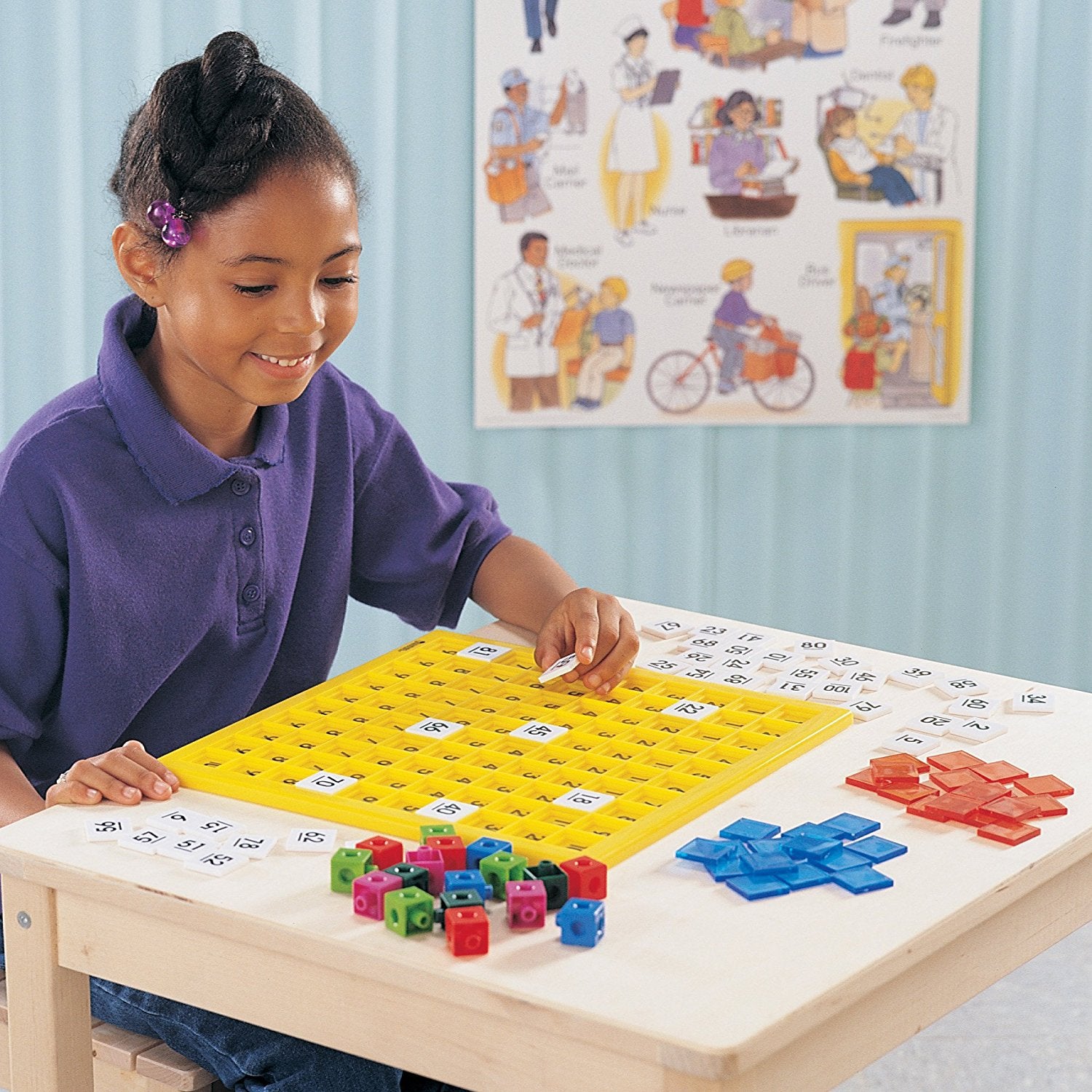 Learning Resources Hundred Number Board, Plastic, Versatile Math Resource for Number Recognition, Patterning, and Graphing Activities, Includes 100 Tiles and Activity Guide, Ages 5+