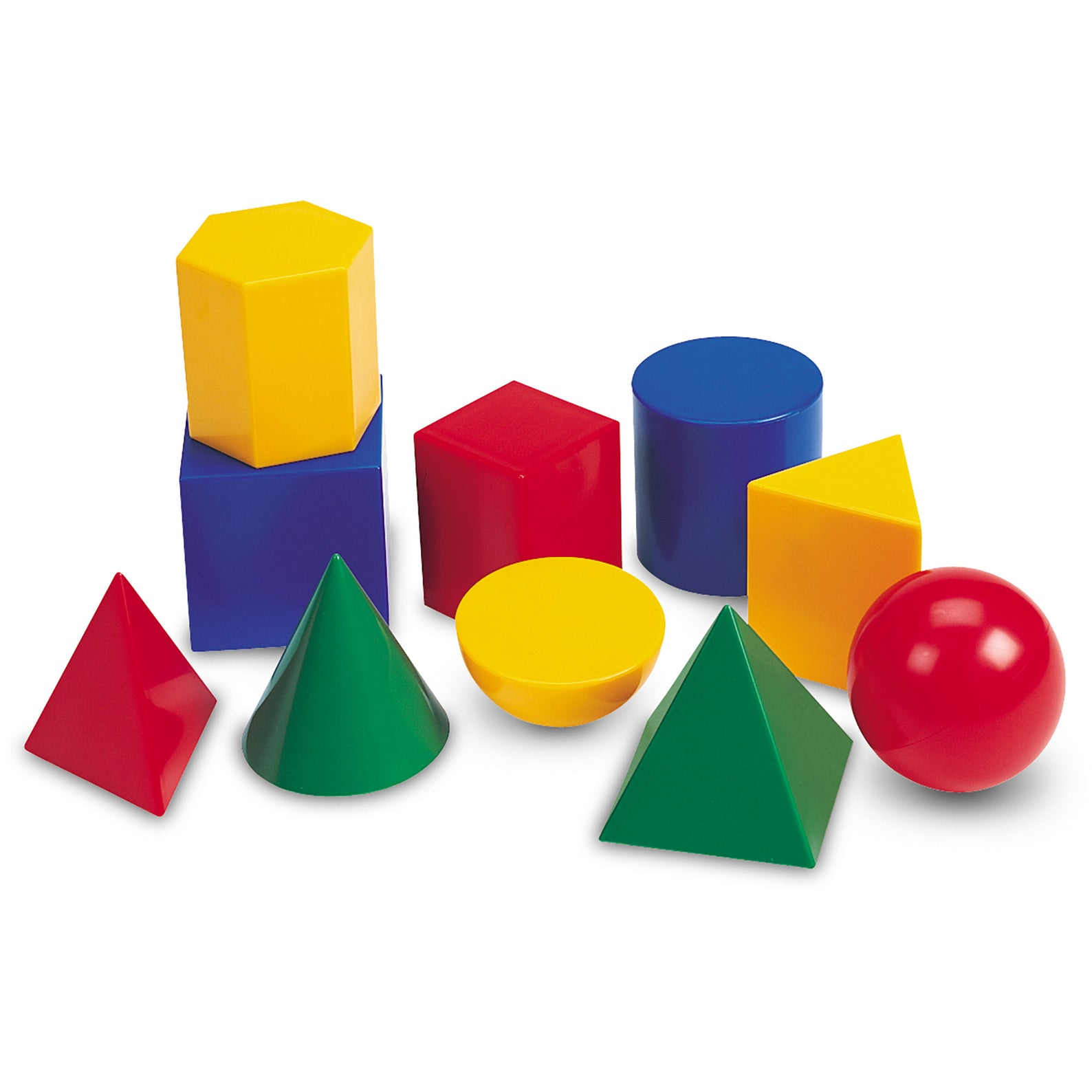 Learning Resources Large Plastic Geometric Shapes Set, 10 Durable 3D Shapes with 8cm Dimensions, Hands-On Math and STEM Learning for Ages 8+ - Quick Learning