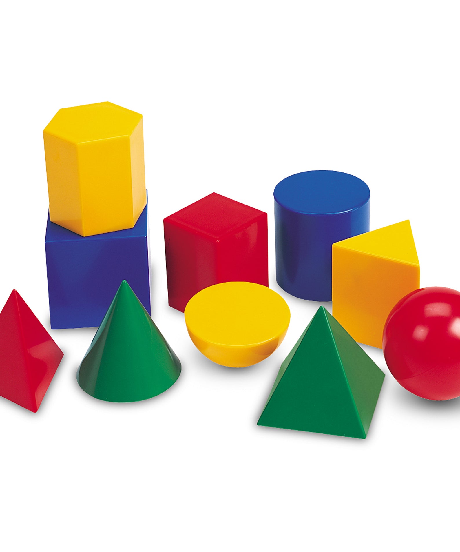 Learning Resources Large Plastic Geometric Shapes Set, 10 Durable 3D Shapes with 8cm Dimensions, Hands-On Math and STEM Learning for Ages 8+