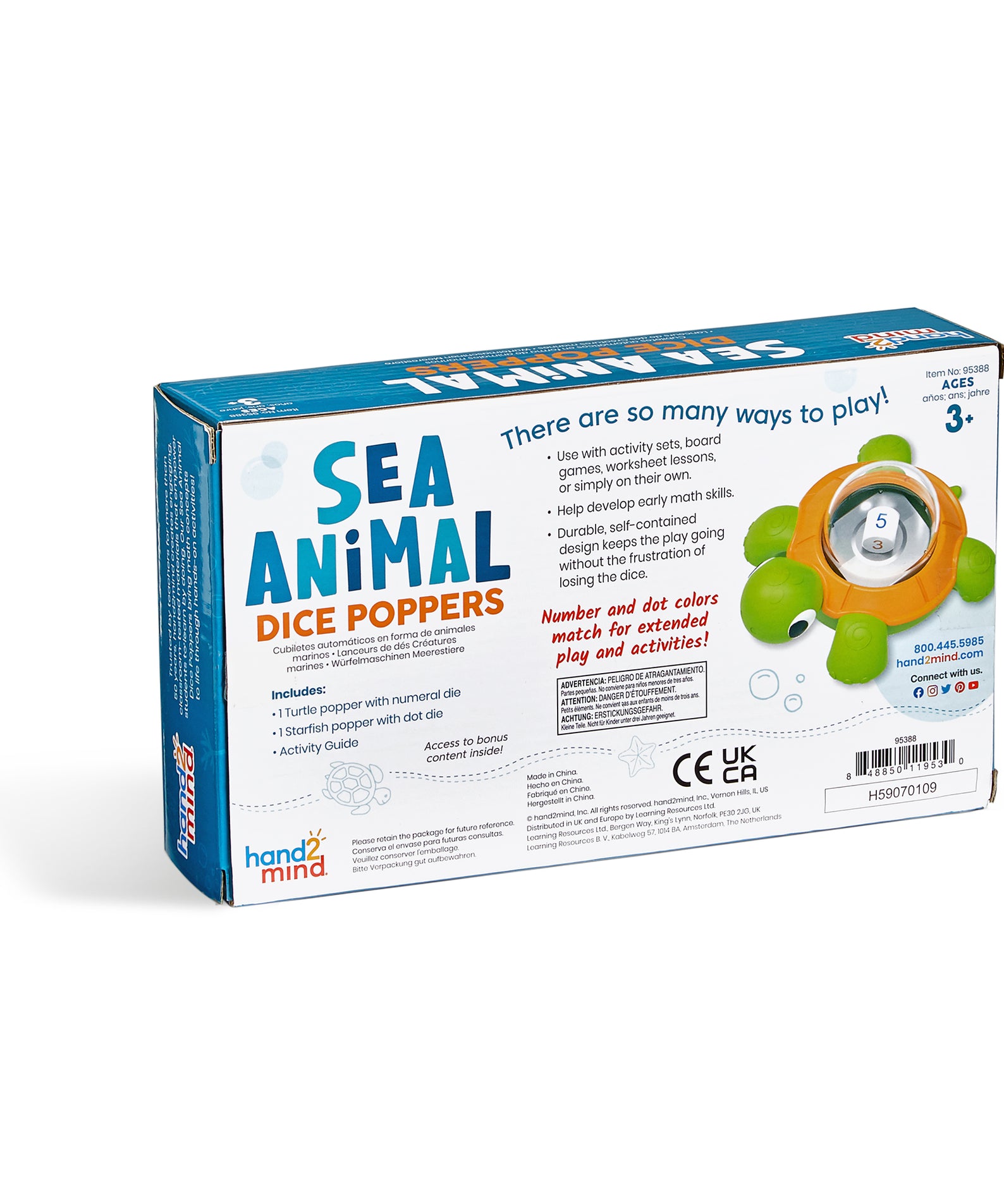 Learning Resources Sea Animal Dice Poppers, 2-Piece Set for Early Math and Counting Activities, Ages 3+