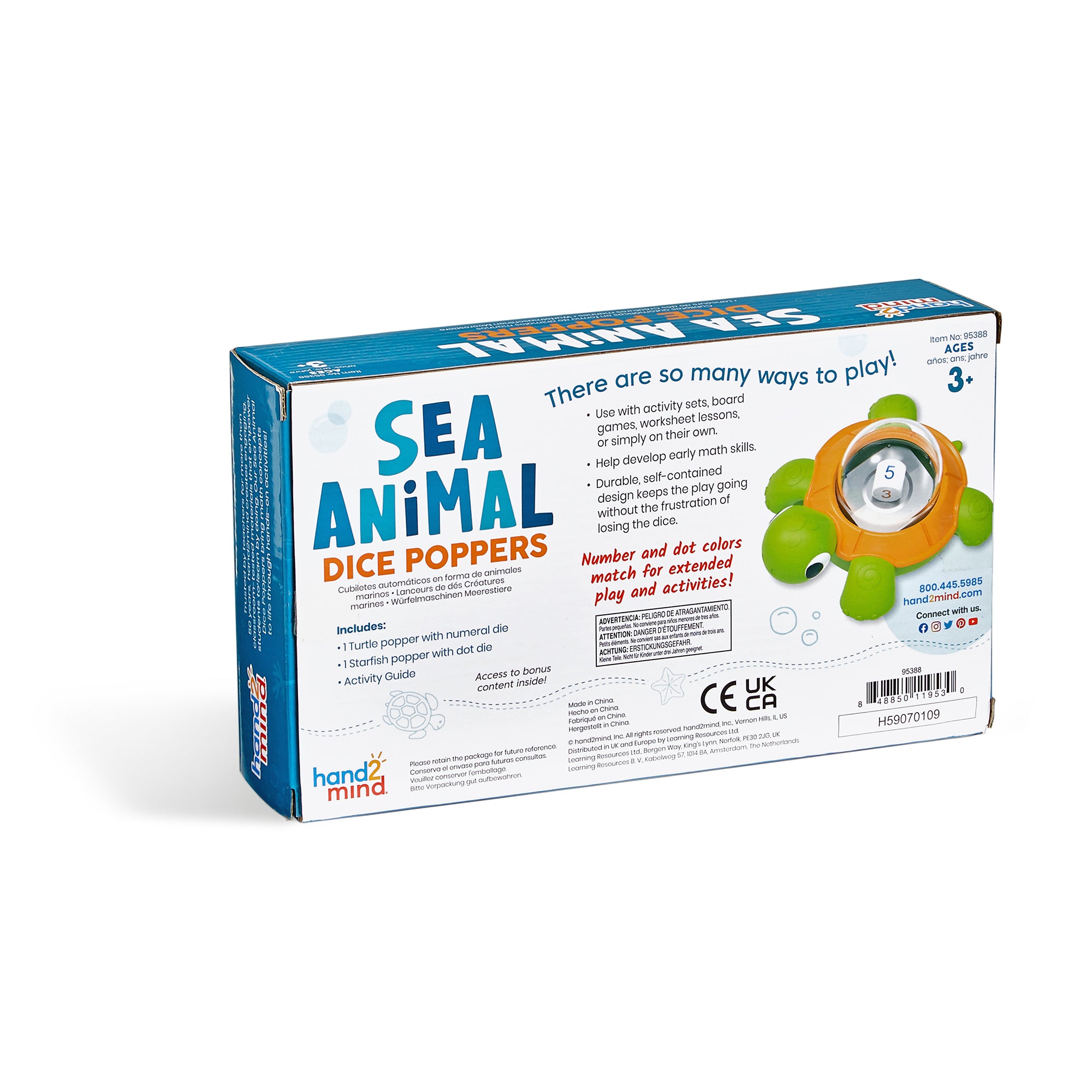 Learning Resources Sea Animal Dice Poppers, 2-Piece Set for Early Math and Counting Activities, Ages 3+