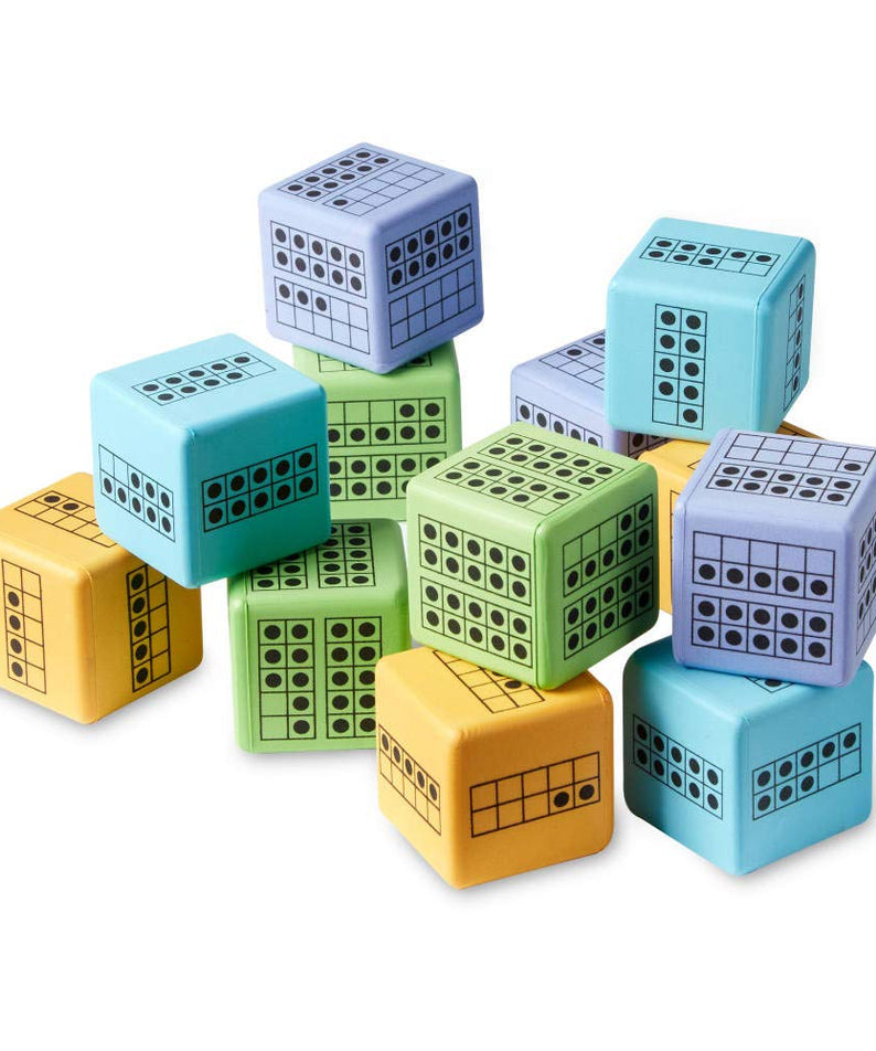 Learning Resources Hand2Mind Ten Frame Dice, Set of 12, Foam Maths Dice for Counting, Number Bonds & Subitizing (Ages 5+)