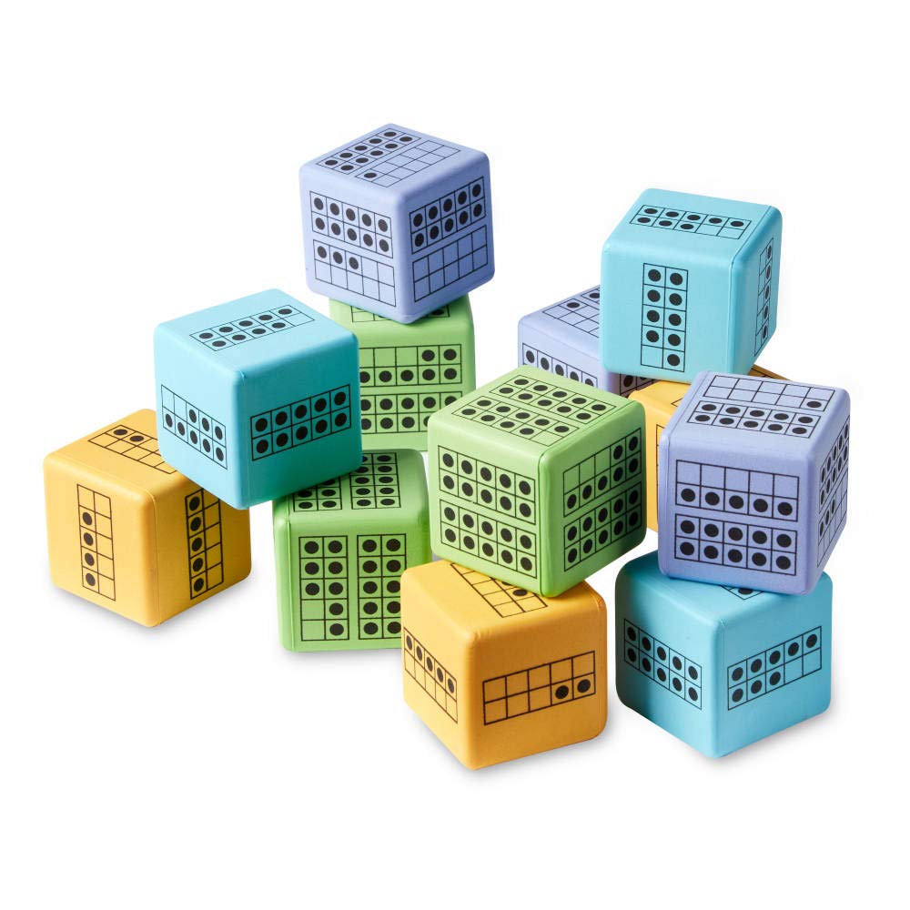 Learning Resources Hand2Mind Ten Frame Dice, Set of 12, Foam Maths Dice for Counting, Number Bonds & Subitizing (Ages 5+)