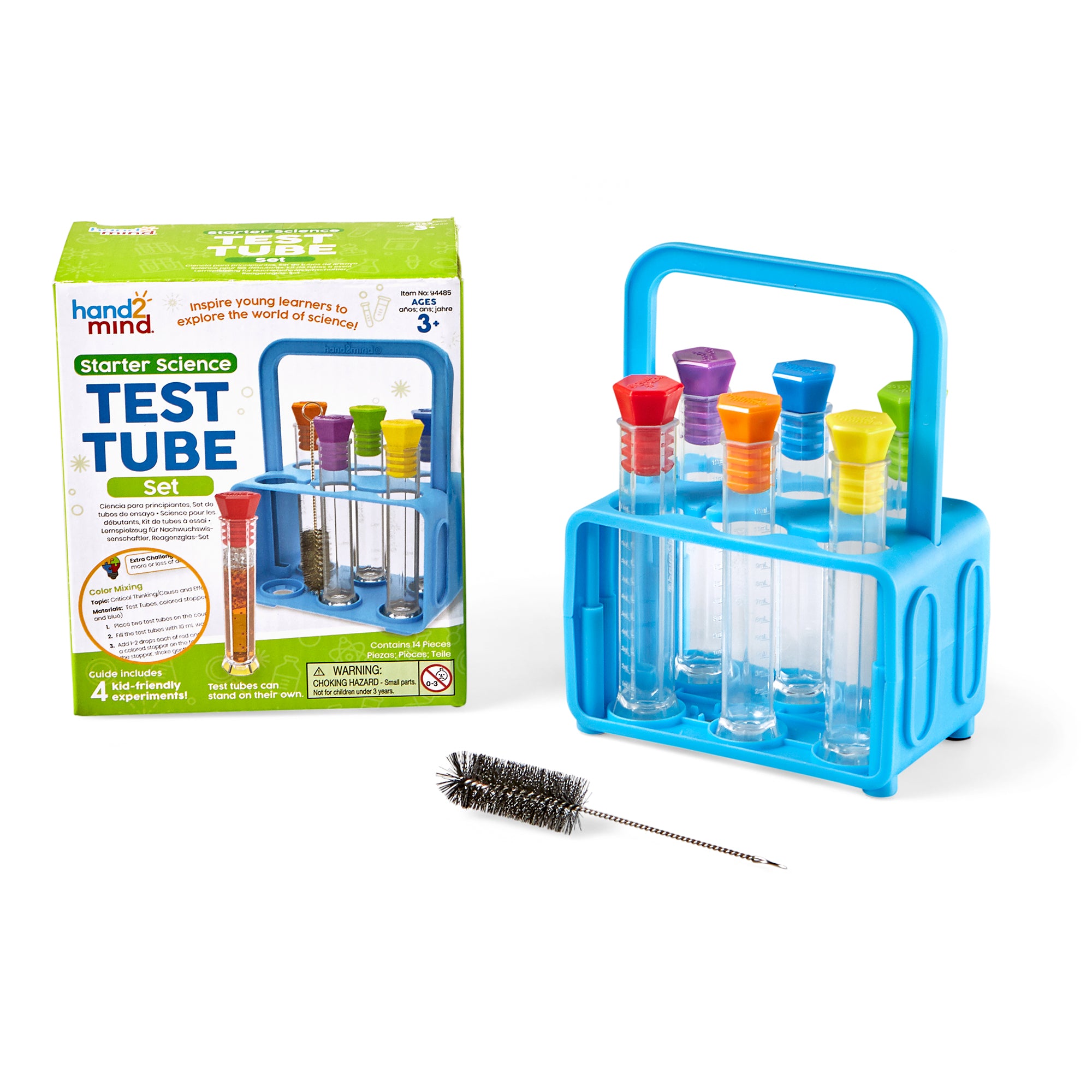 Learning Resources hand2mind Test Tube Set, Science Lab Kit for Kids with Stand, Stoppers, and Activity Guide, Ages 5+