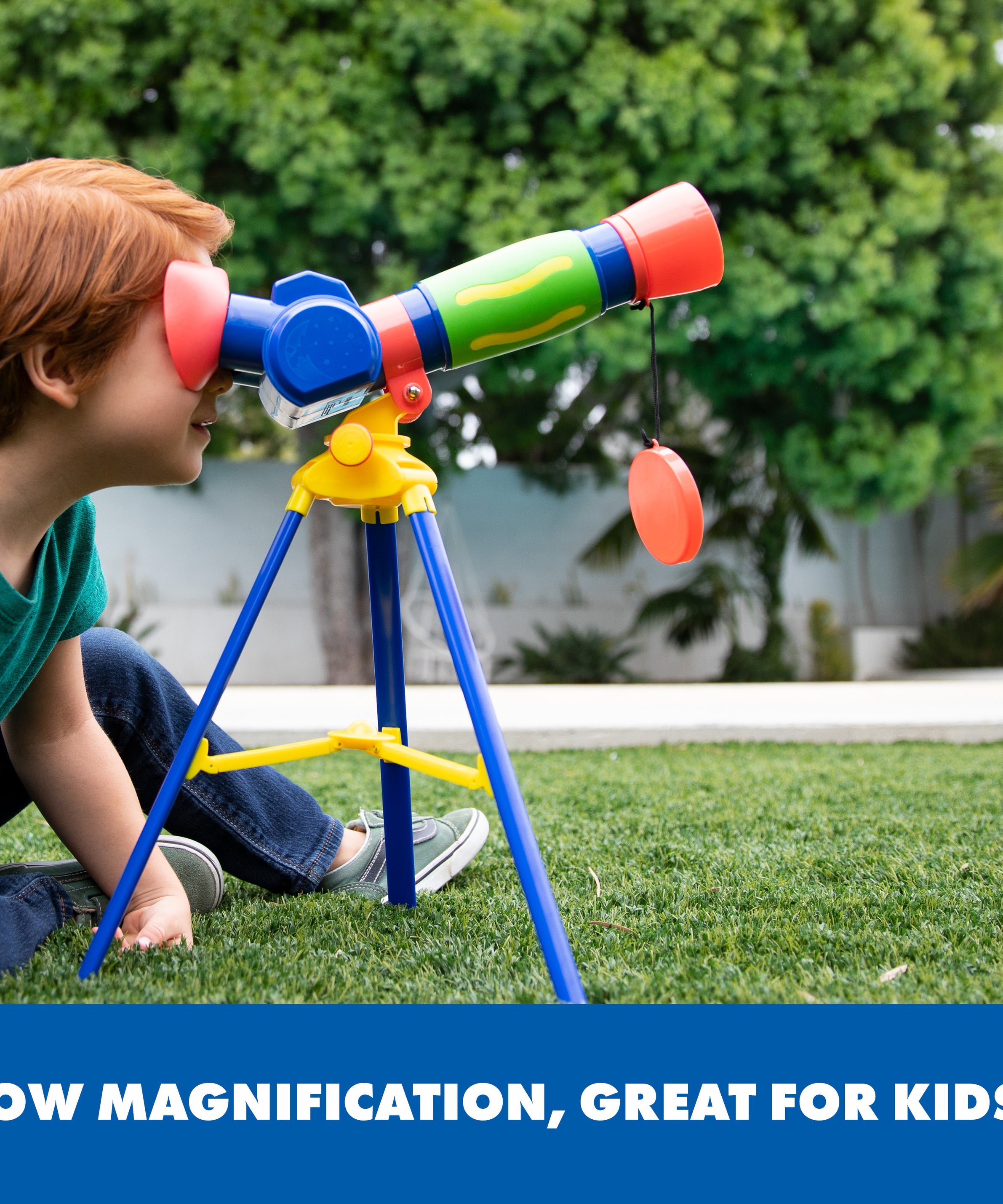 Learning Resources GeoSafari Jr. My First Telescope, Focus-Free Kids Toy Telescope with 9x Magnification, Beginner STEM Toy for Outdoor Exploration, Ages 4+