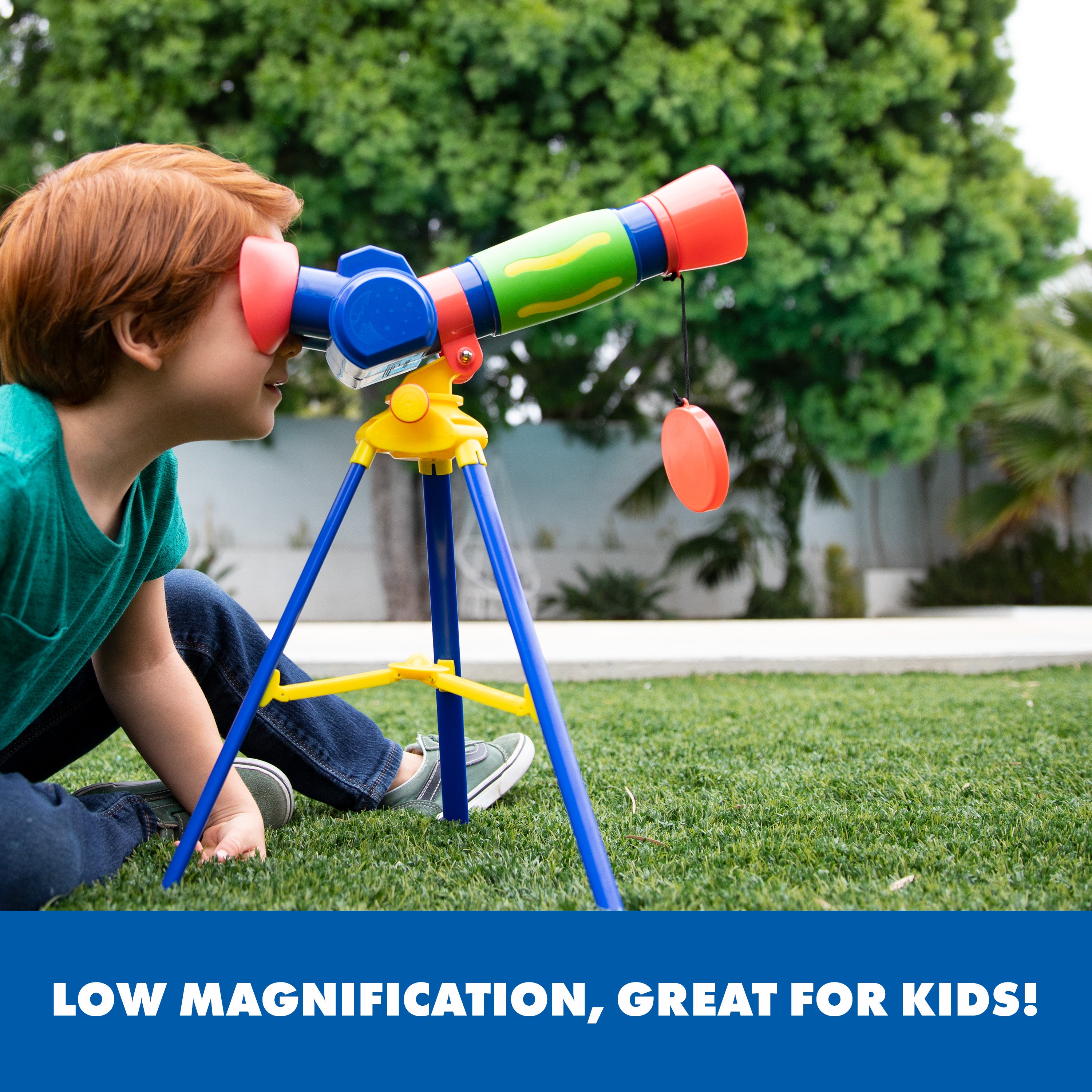 Learning Resources GeoSafari Jr. My First Telescope, Focus-Free Kids Toy Telescope with 9x Magnification, Beginner STEM Toy for Outdoor Exploration, Ages 4+