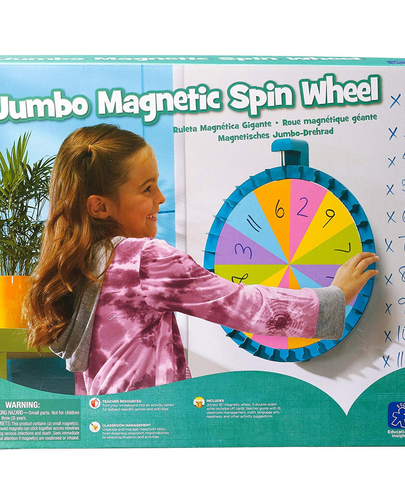 Learning Resources Jumbo Magnetic Spinner, Customizable Spin Wheel for Classroom Activities, Front of Class Resource, Includes 3 Double-Sided Cards, Teacher Guide, Ideal for Ages 3+