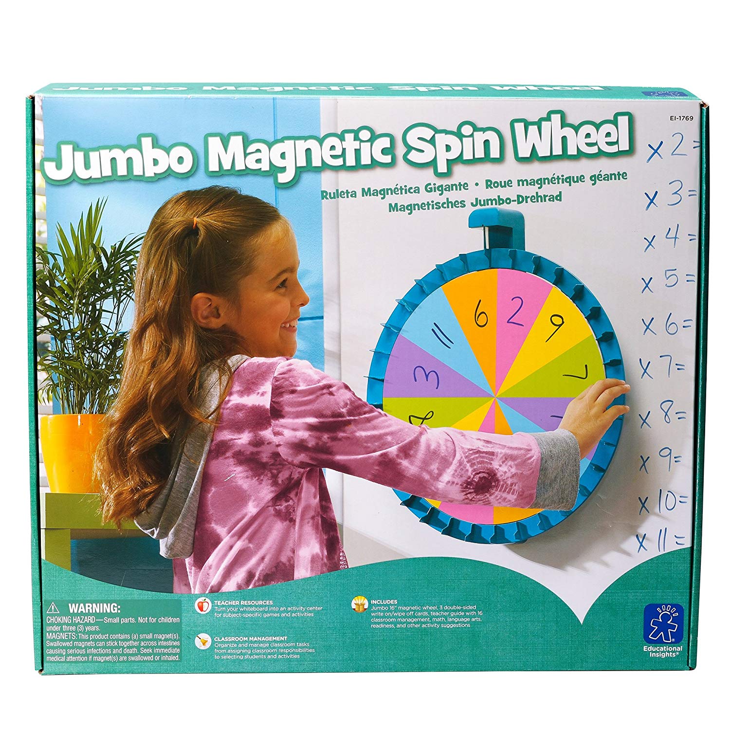 Learning Resources Jumbo Magnetic Spinner, Customizable Spin Wheel for Classroom Activities, Front of Class Resource, Includes 3 Double-Sided Cards, Teacher Guide, Ideal for Ages 3+