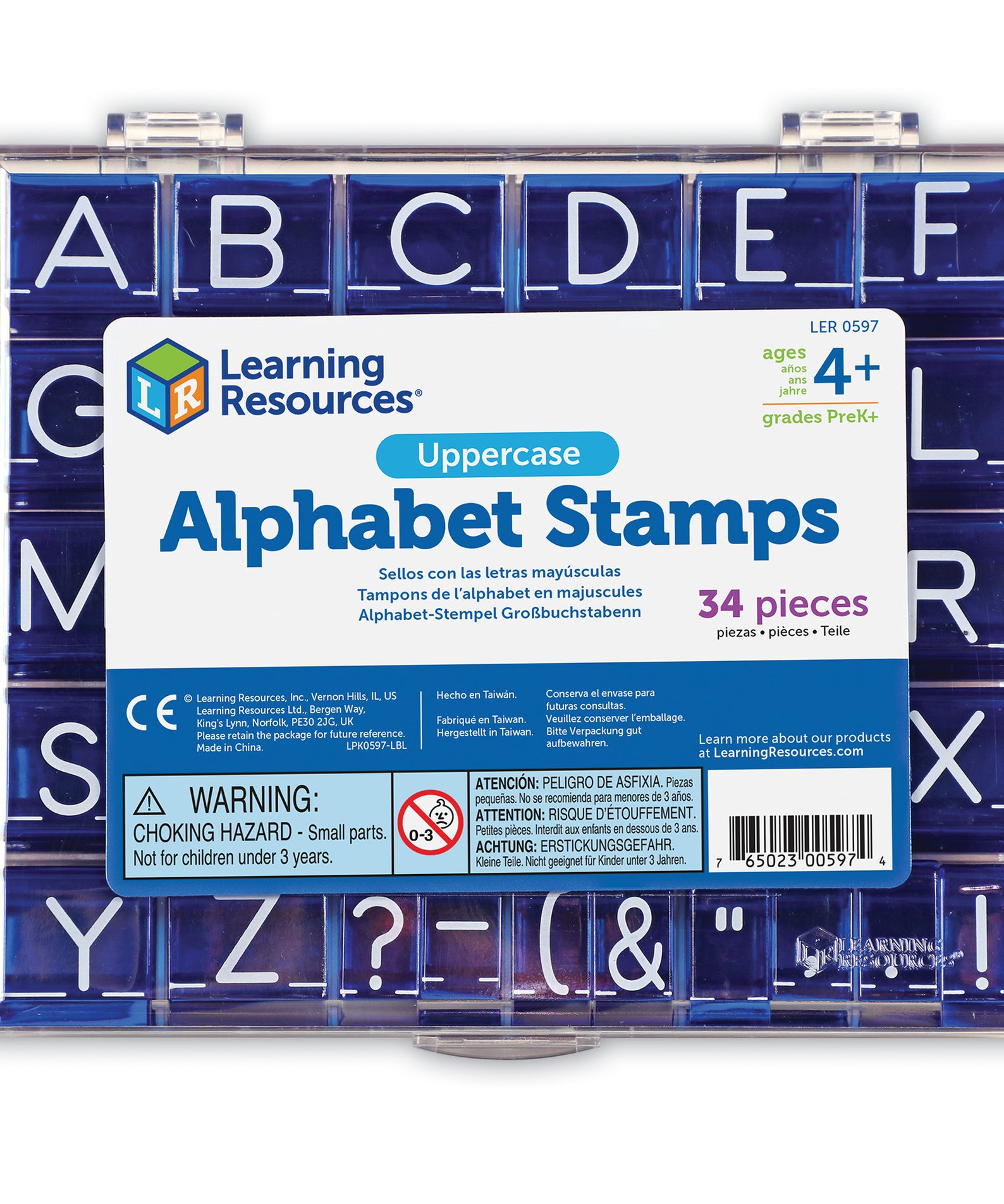 Learning Resources Uppercase Alphabet Stamps, Early Literacy Learning, Includes 8 Punctuation Stamps & Storage Tray, Easy-to-Hold Design, Learning Resources