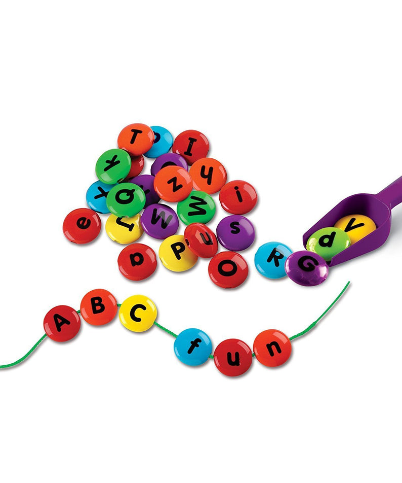 Learning Resources Smart Snacks ABC Lacing Sweets, Alphabet Beads for Fine Motor Skills and Early Literacy, Preschool Learning Toy with Storage Tub, Ages 3+