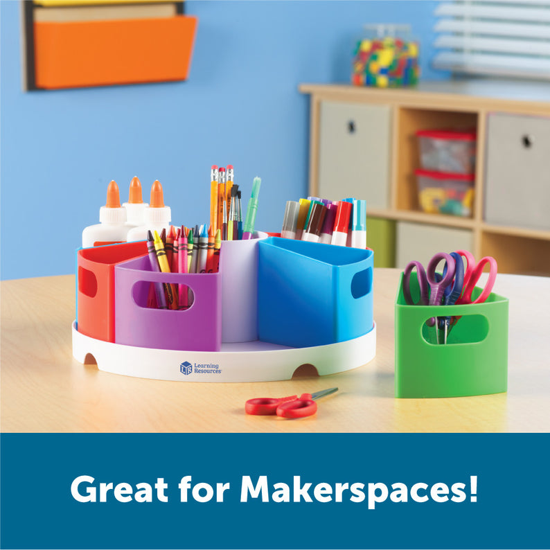 Learning Resources Create-a-Space Storage Center, Vibrant, Multi-Compartment Organizer for Classroom, Office, or Homework Station, Includes 9 Storage Containers (30.5cm D x 11.5cm H)