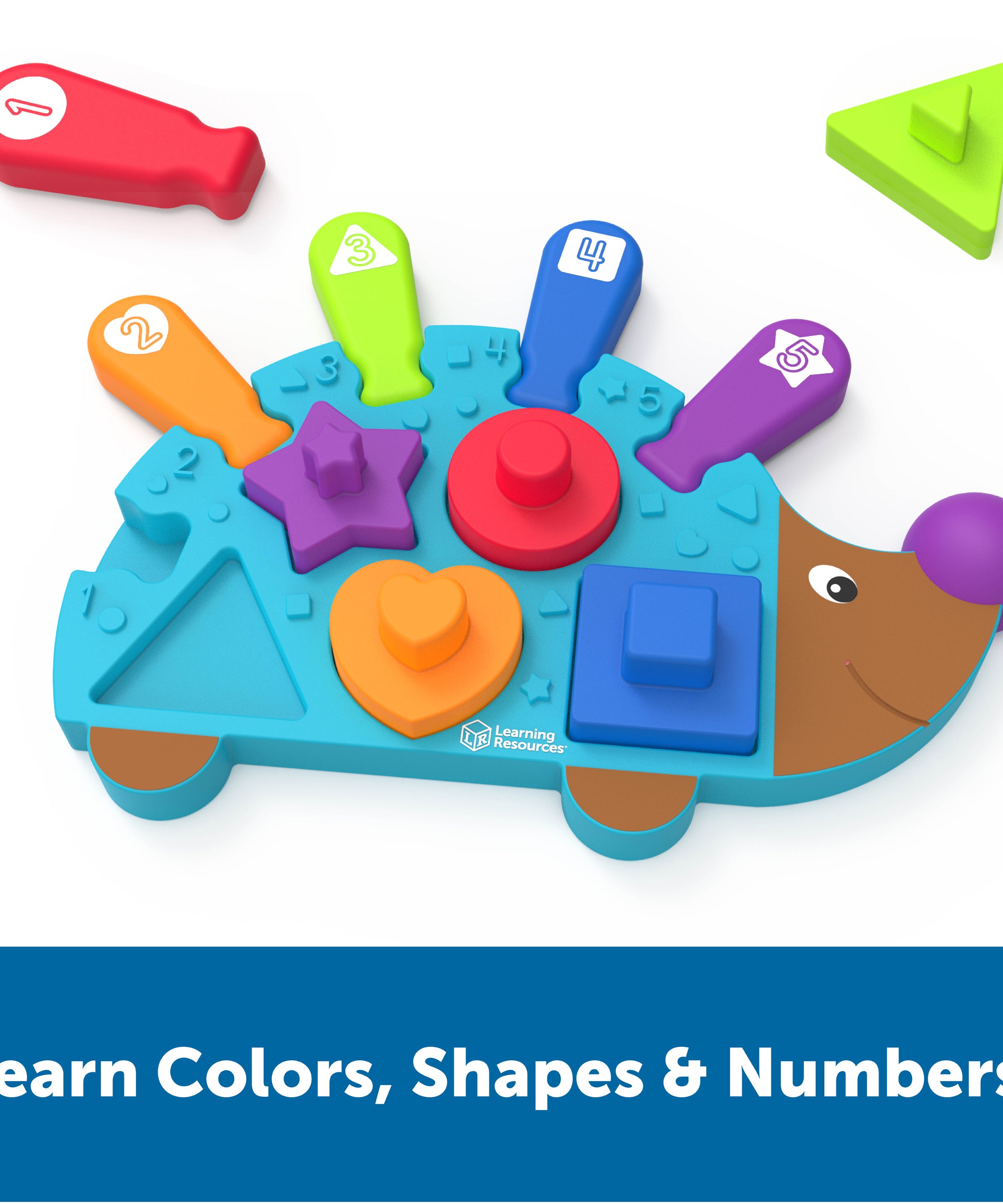 Learning Resources Spike the Fine Motor Hedgehog Puzzle Playmate (LER9103), 2-in-1 Shape Sorter and Puzzle, Fine Motor Skills Development Toy for Toddlers, Ages 18 Months+