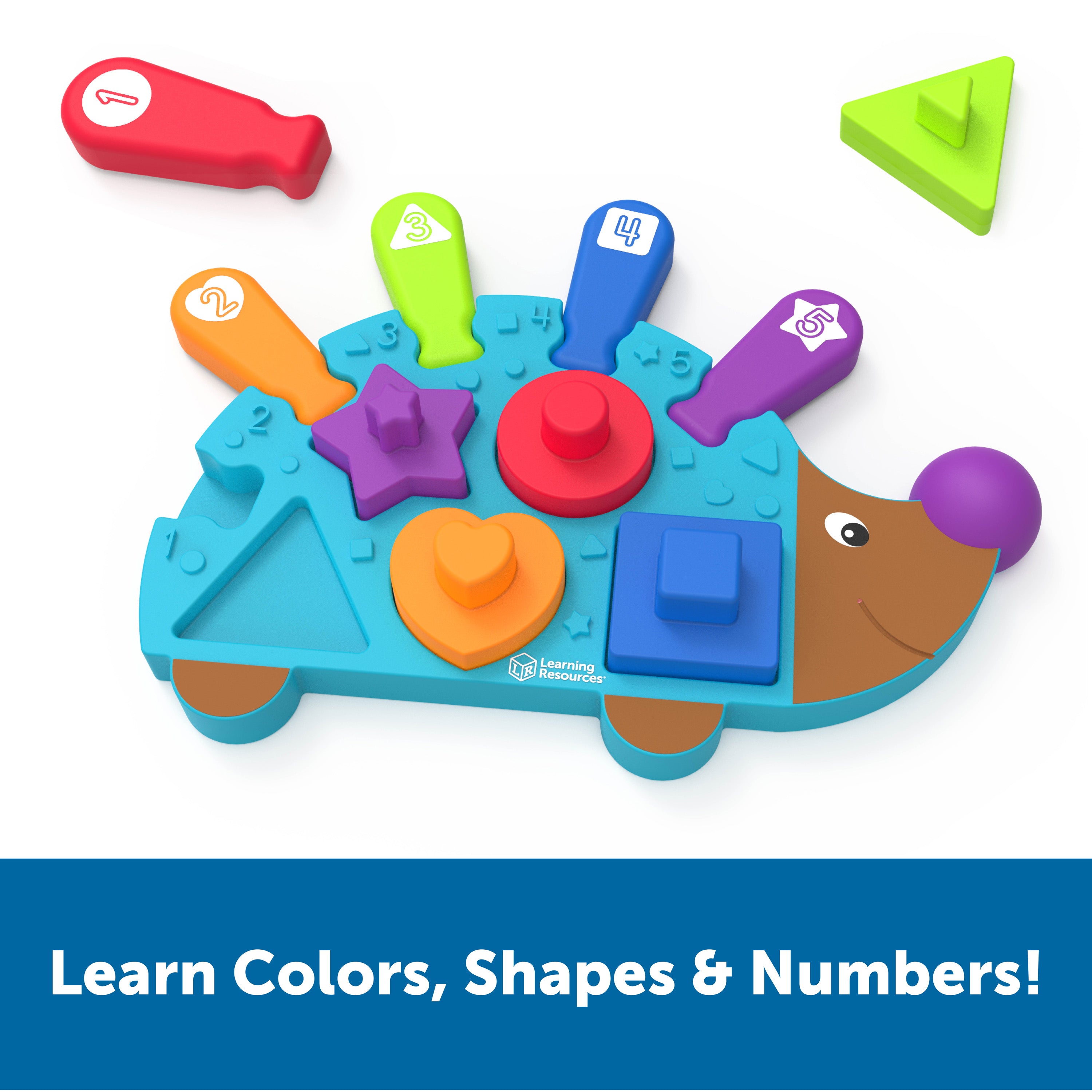 Learning Resources Spike the Fine Motor Hedgehog Puzzle Playmate (LER9103), 2-in-1 Shape Sorter and Puzzle, Fine Motor Skills Development Toy for Toddlers, Ages 18 Months+