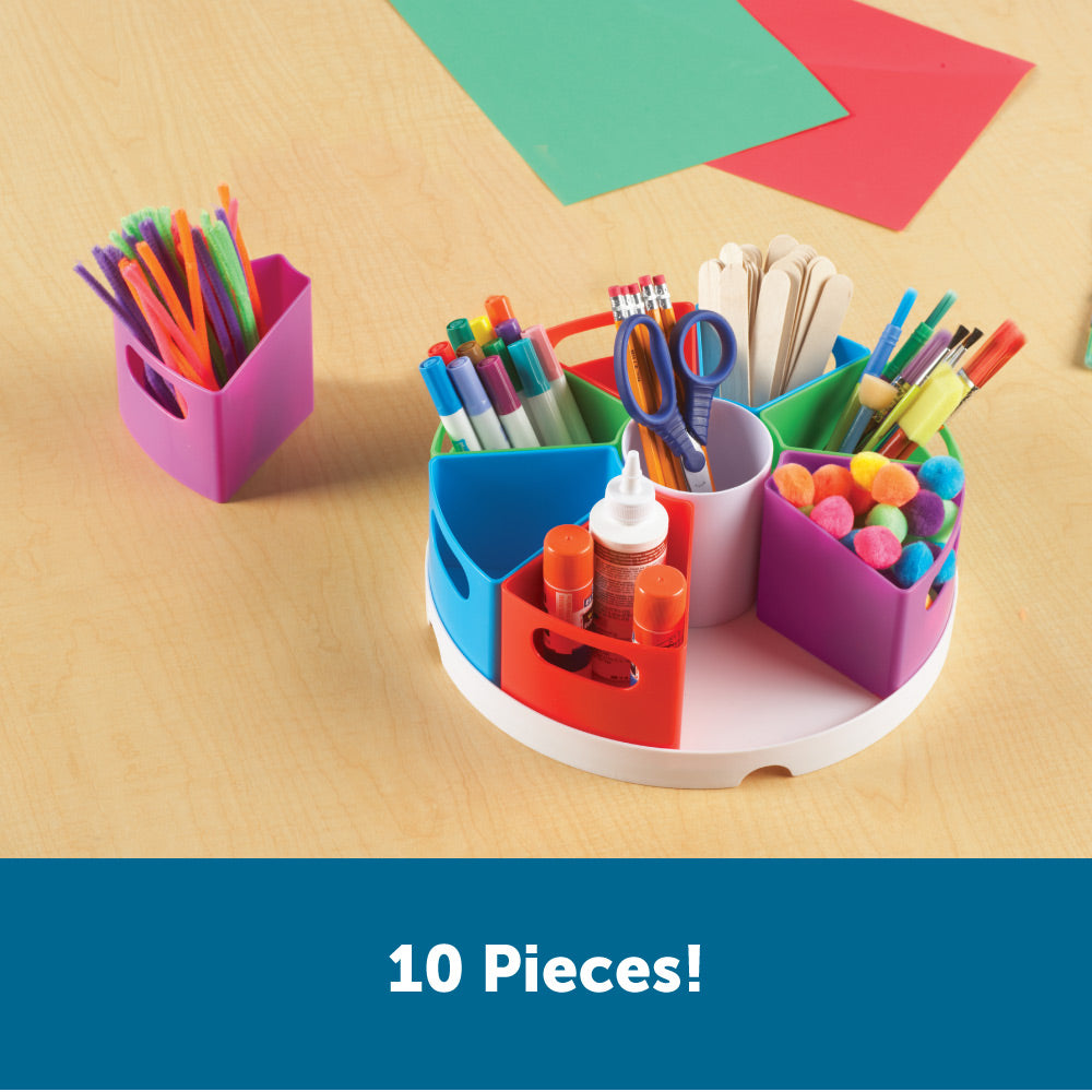 Learning Resources Create-a-Space Storage Center, Vibrant, Multi-Compartment Organizer for Classroom, Office, or Homework Station, Includes 9 Storage Containers (30.5cm D x 11.5cm H)
