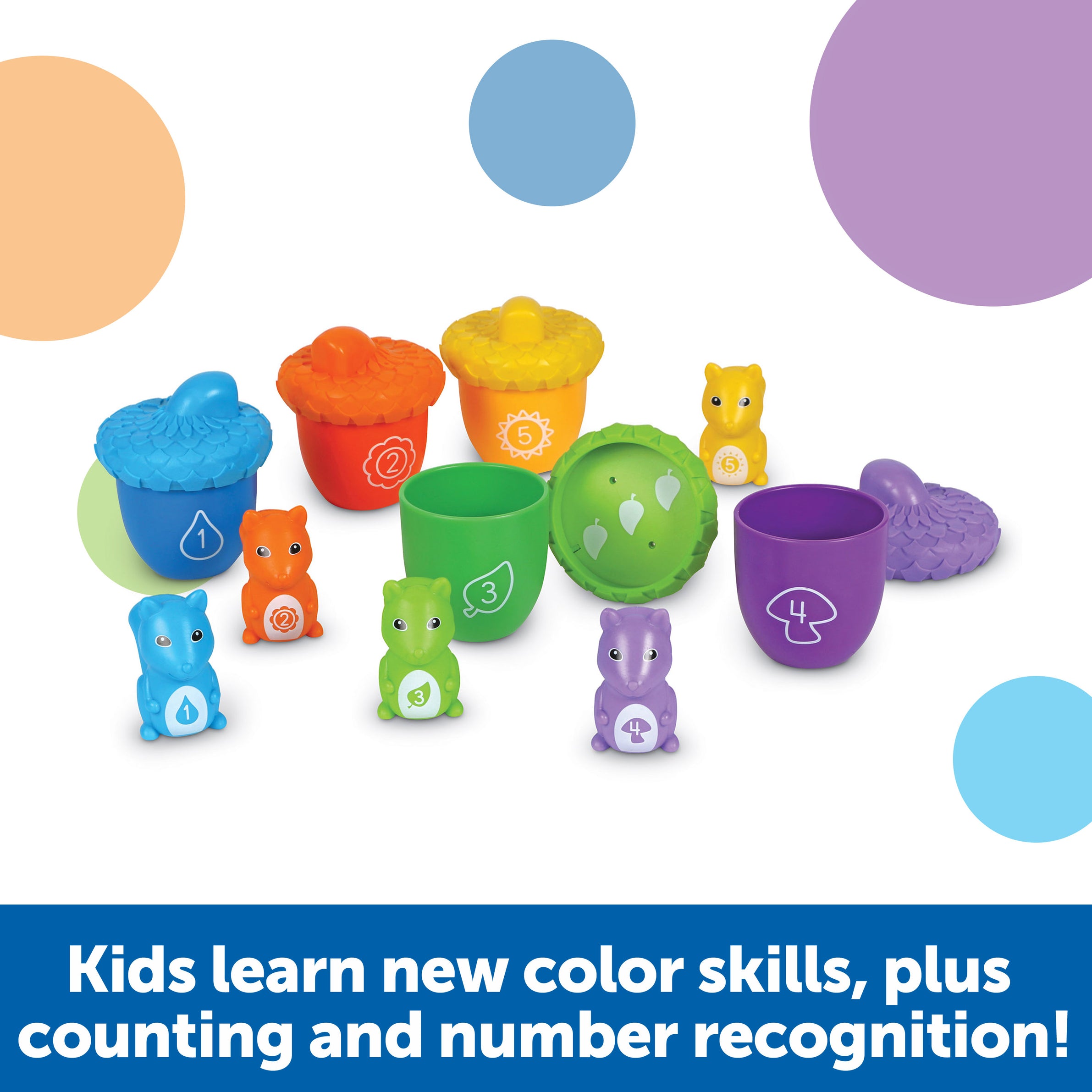 Learning Resources Snap-n-Learn Surprise Squirrels, Toddler Learning Toy for Fine Motor Skills, Number & Colour Recognition, Ages 18 Months+