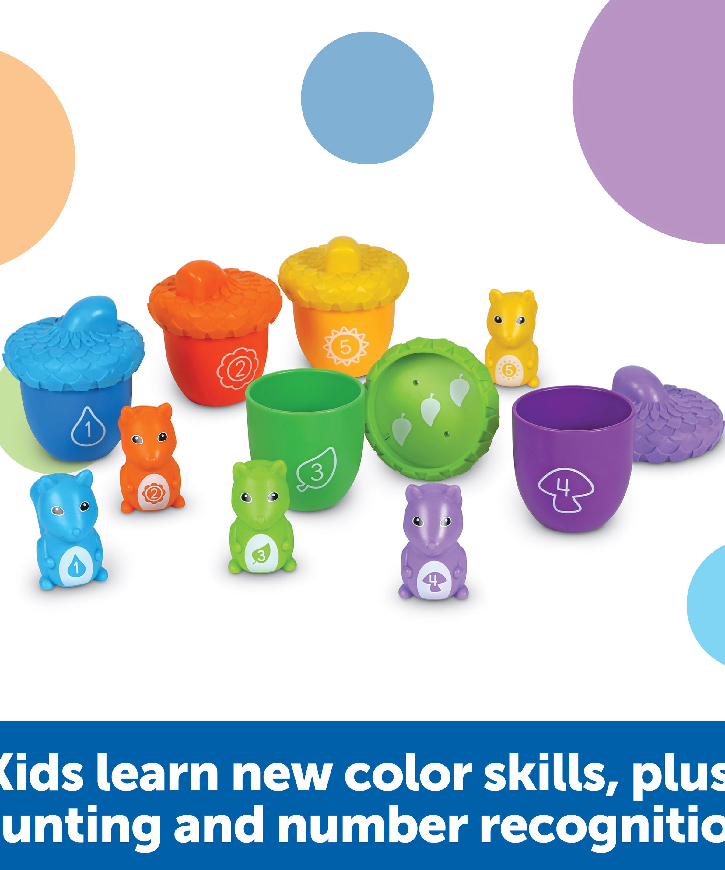 Learning Resources Snap-n-Learn Surprise Squirrels, Toddler Learning Toy for Fine Motor Skills, Number & Colour Recognition, Ages 18 Months+