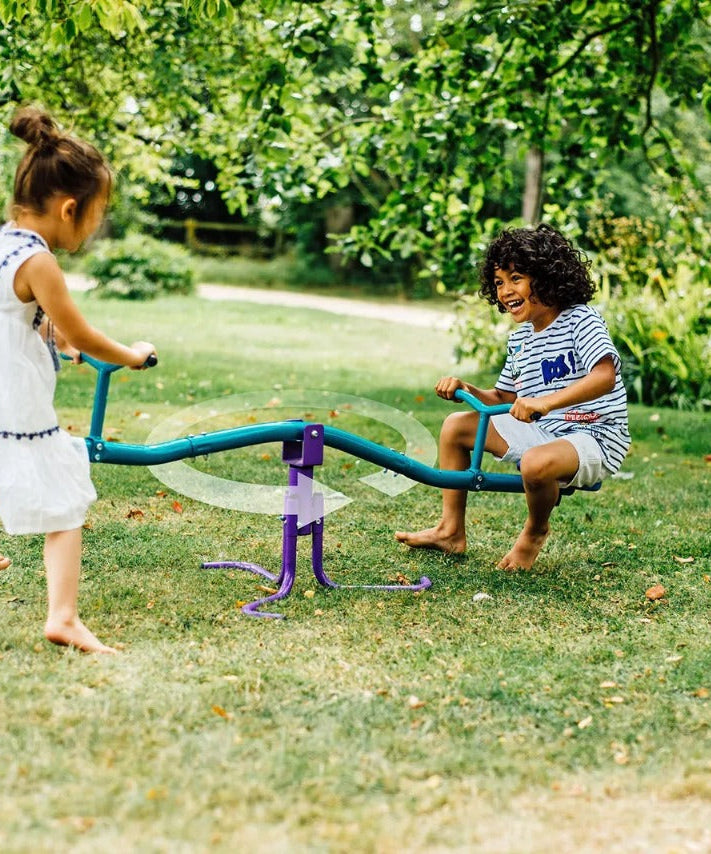 Plum Rotating Metal See Saw, 360° Rotation, Easy to Assemble Sturdy Metal Frame Design with 50kg Maximum Weight Capacity, Outdoor Toy Suitable for Children both Boys and Girls Aged 3 years and Above