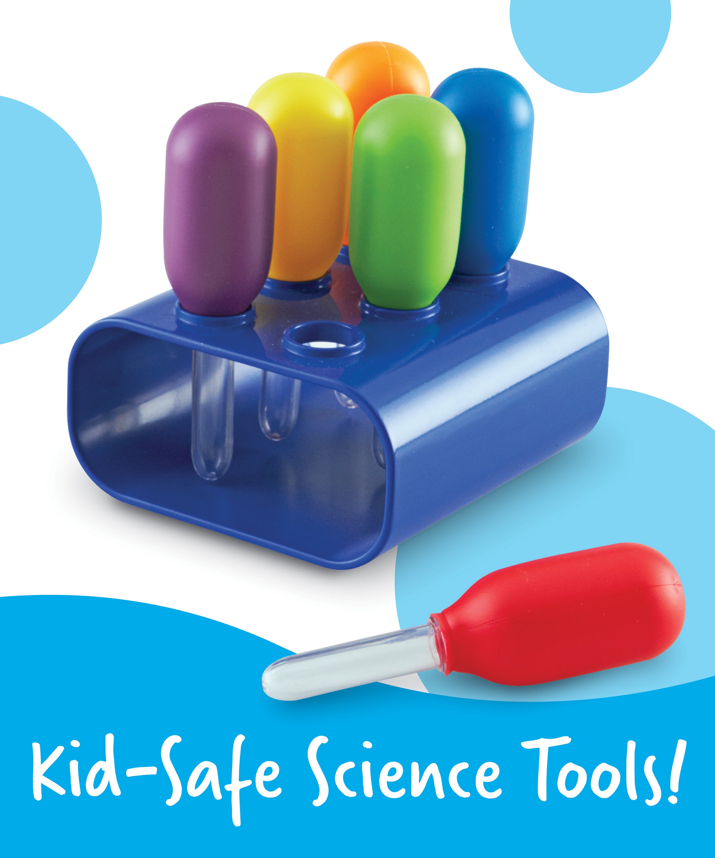 Learning Resources Primary Science Jumbo Eyedroppers with Stand, Set of 6 Colourful Eyedroppers, Perfect for Fine Motor Skill Development, Cause and Effect Exploration, Ages 3+