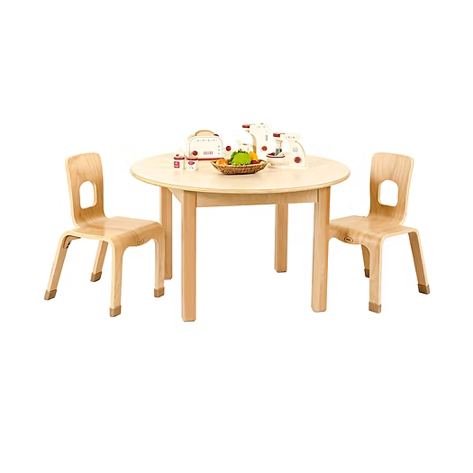 Jooyes Kids Round Table, Premium E0 Birch Plywood Wooden Table with Timber Legs, Durable Easy-Clean Surface for Meals, Arts & Crafts, Preschool & Play Areas