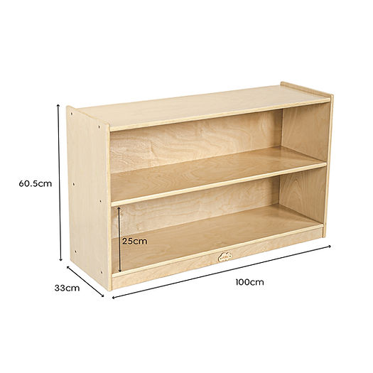 JOOYES 2 Shelf Cabinet with Backboard H60.5cm, Birch Plywood Storage and Display Unit for Classroom or Kids’ Room, Room Divider with Easy Access Shelves, Original Wood Colour – Early Development & Activity Toys