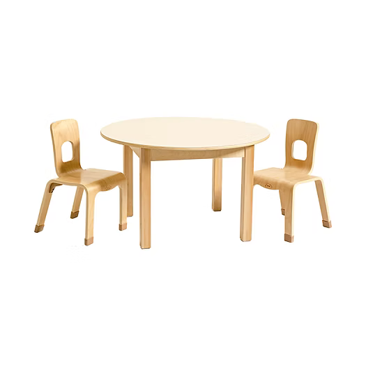 Jooyes Kids Round Table, Premium E0 Birch Plywood Wooden Table with Timber Legs, Durable Easy-Clean Surface for Meals, Arts & Crafts, Preschool & Play Areas