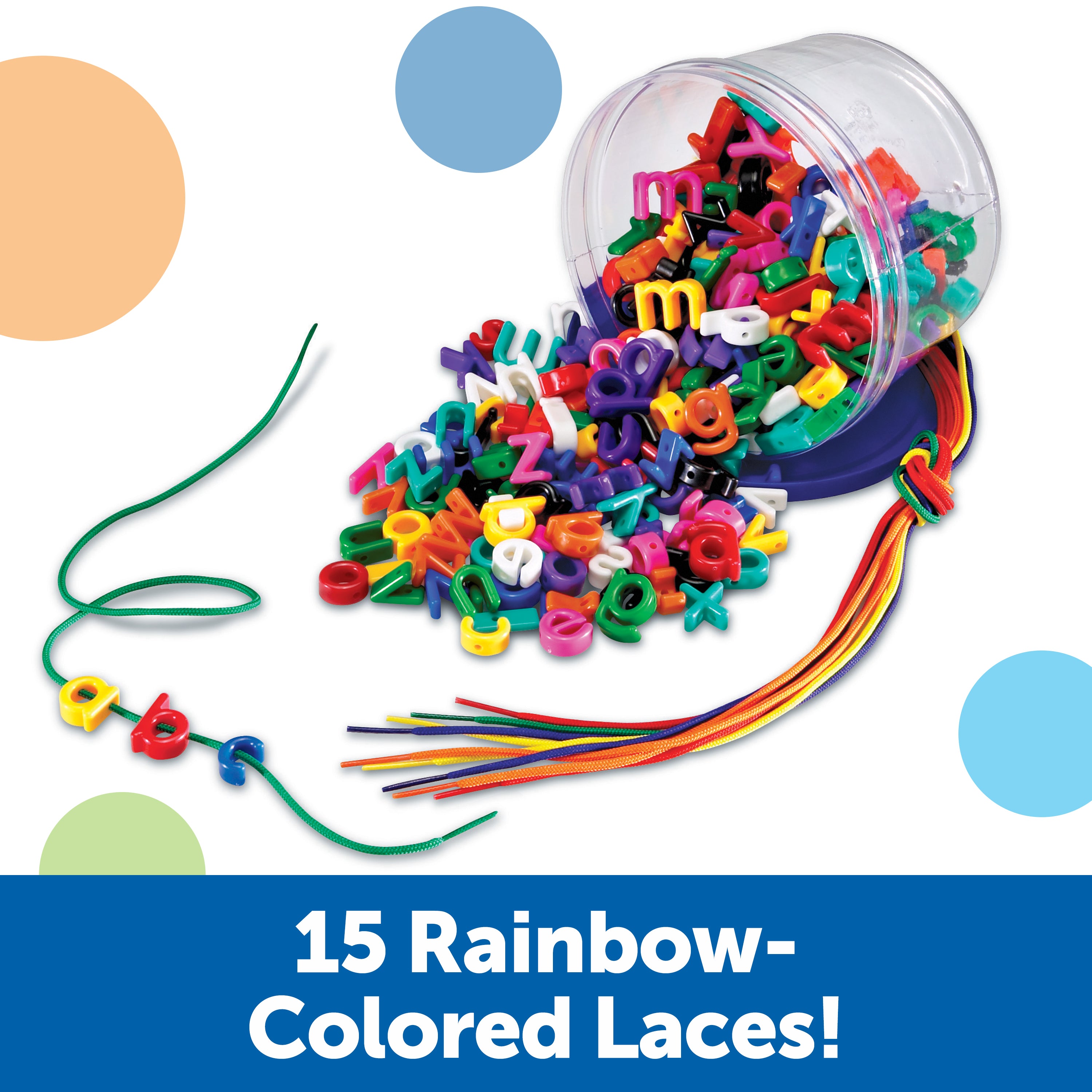 Learning Resources Lowercase Lacing Alphabet, Fun Learning Activity for Letter Recognition, Spelling, and Fine Motor Skills, Ages 3+