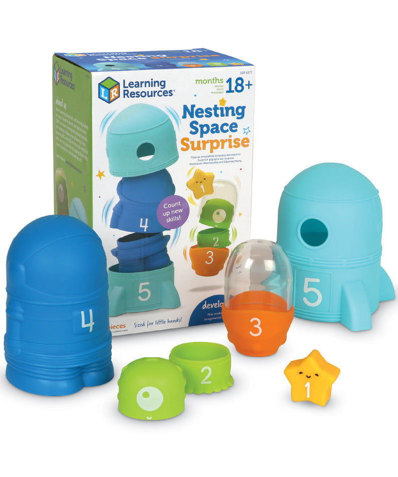Learning Resources Nesting Space Surprise, Numbered Nesting Toy Set with Rocket, Astronaut, and More, Fine Motor and Counting Toy for Toddlers Ages 18 Months and Up