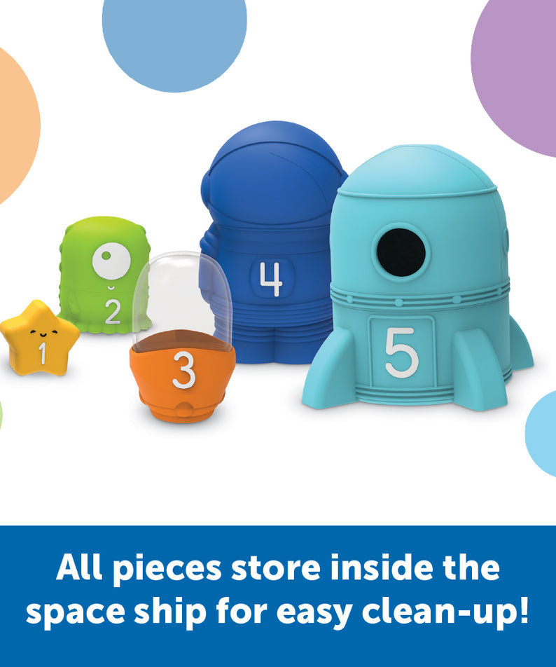 Learning Resources Nesting Space Surprise, Numbered Nesting Toy Set with Rocket, Astronaut, and More, Fine Motor and Counting Toy for Toddlers Ages 18 Months and Up