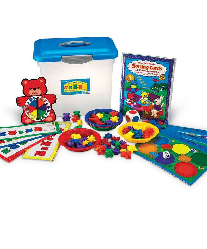 Learning Resources Three Bear Family Sort, Pattern & Play Activity Set, Compare Bears with Sorting Bowls, Dice, Spinner & Pattern Cards, Maths Counters for Early Years, Ages 3+