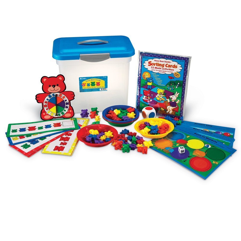 Learning Resources Three Bear Family Sort, Pattern & Play Activity Set, Compare Bears with Sorting Bowls, Dice, Spinner & Pattern Cards, Maths Counters for Early Years, Ages 3+