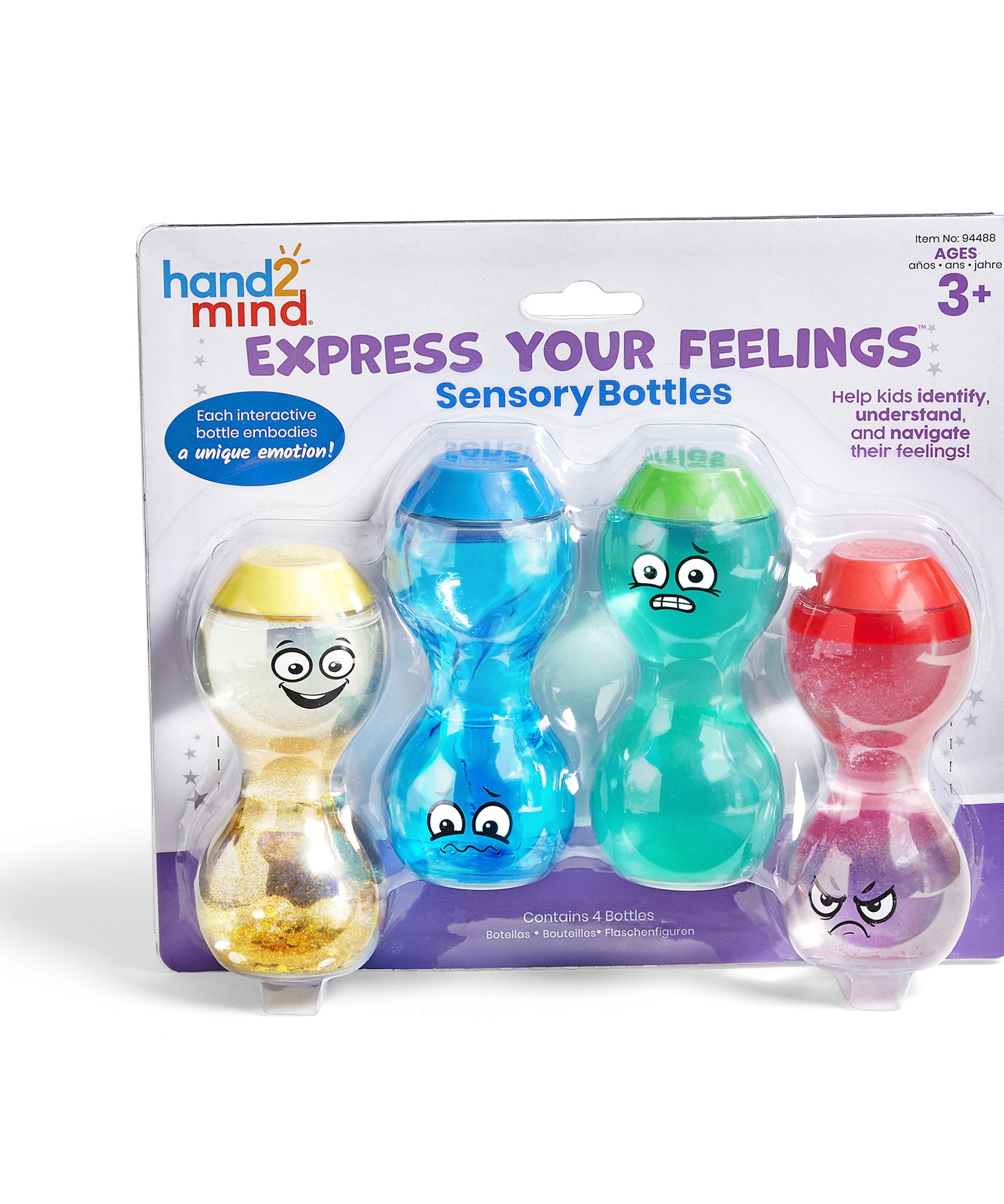 Learning Resources Express Your Feelings Sensory Bottles, Set of 4 Calming Emotional Regulation Toys, Ages 3+