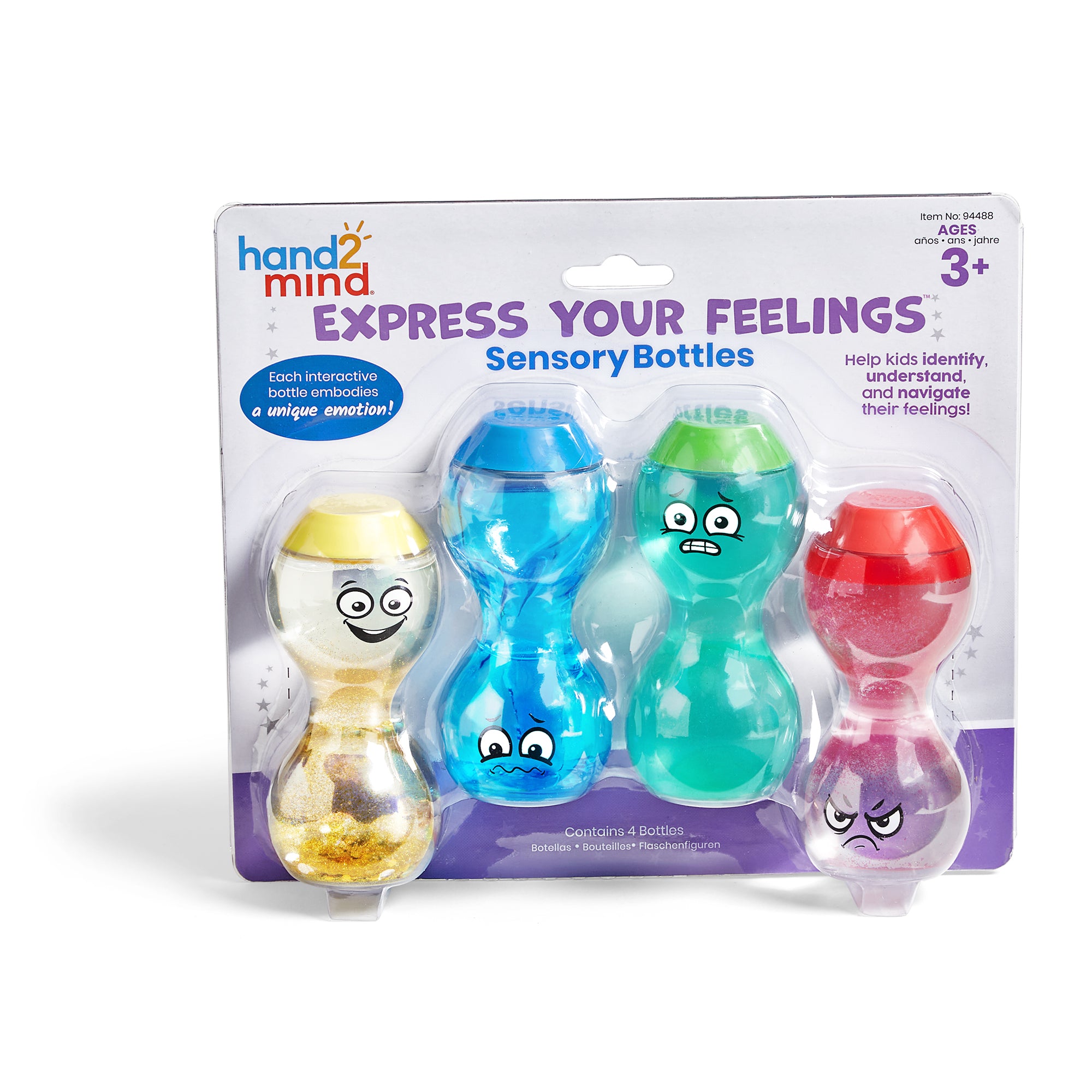 Learning Resources Express Your Feelings Sensory Bottles, Set of 4 Calming Emotional Regulation Toys, Ages 3+