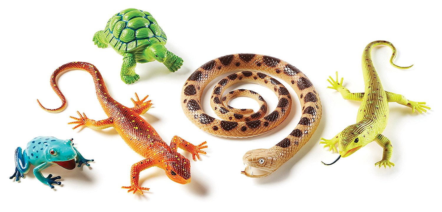 Learning Resources Jumbo Reptiles and Amphibians, Set of 5 Realistic Animal Figures for Imaginative Play and Early Learning, Ages 2 and Up