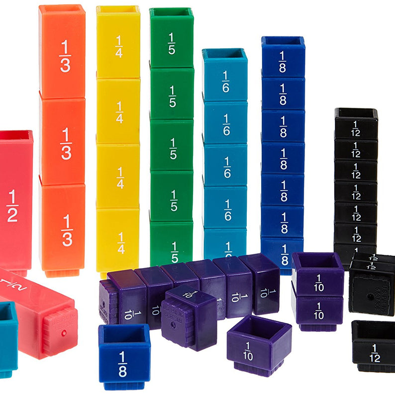 Learning Resources Fraction Tower Fraction Cubes, 51-Piece Colour-Coded Maths Set, Interlocking Cubes for Hands-On Fraction Learning