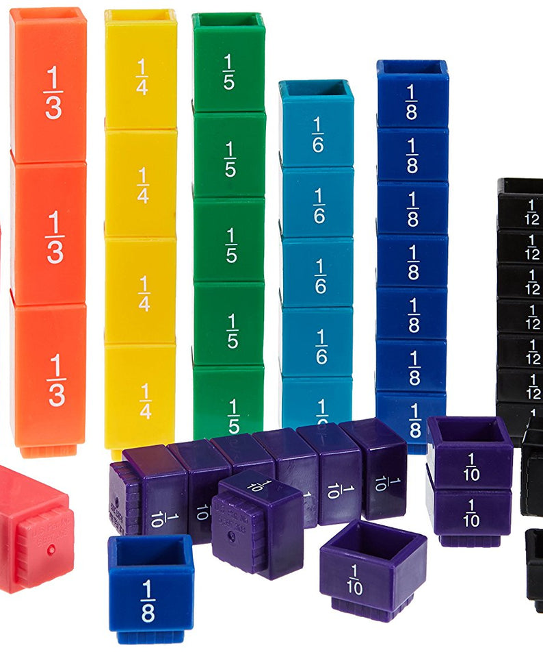 Learning Resources Fraction Tower Fraction Cubes, 51-Piece Colour-Coded Maths Set, Interlocking Cubes for Hands-On Fraction Learning