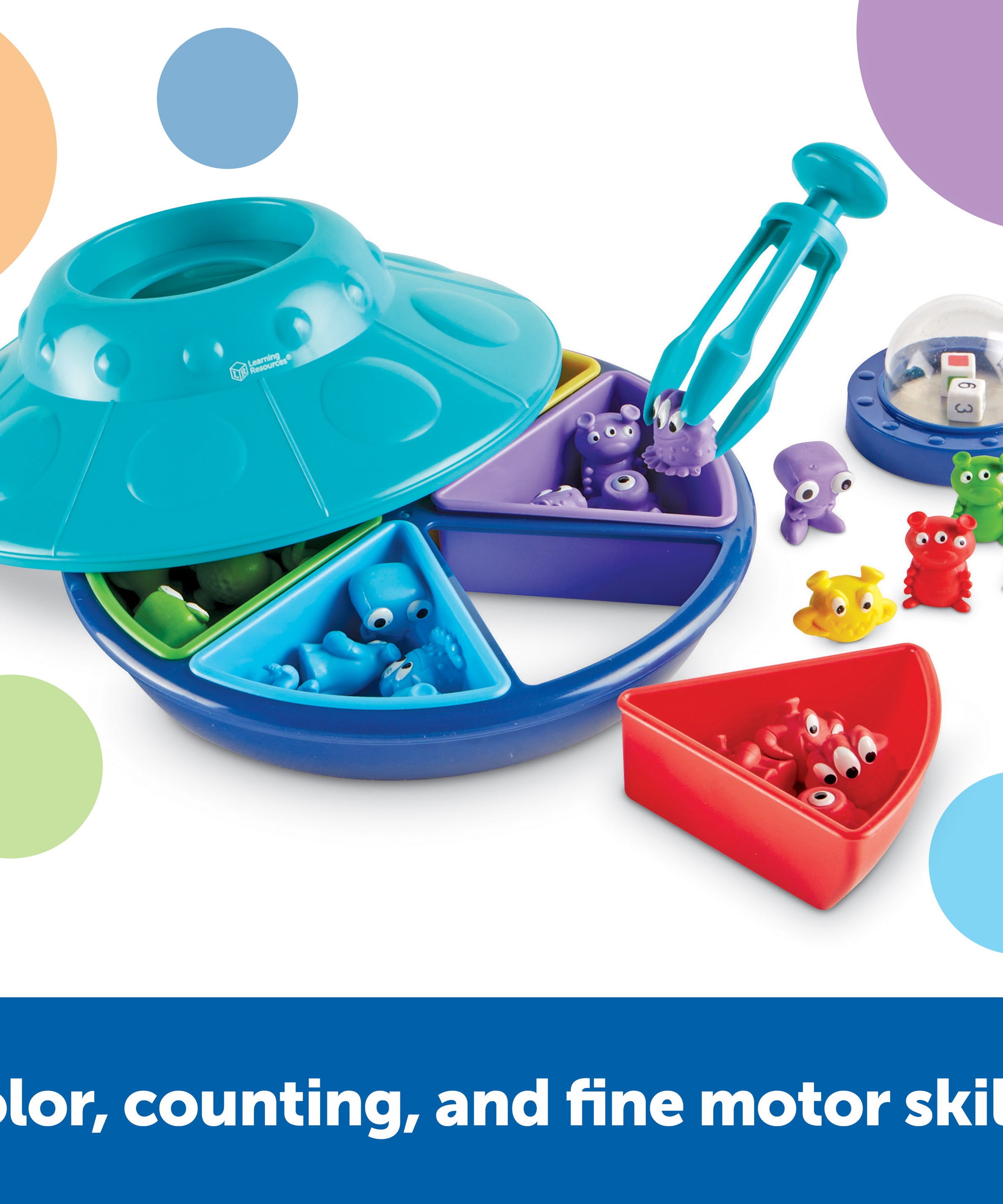 Learning Resources Oodles of Aliens! Sorting Saucer, Fine Motor & Sorting Game for Kids, 48 Pieces, Ages 3+