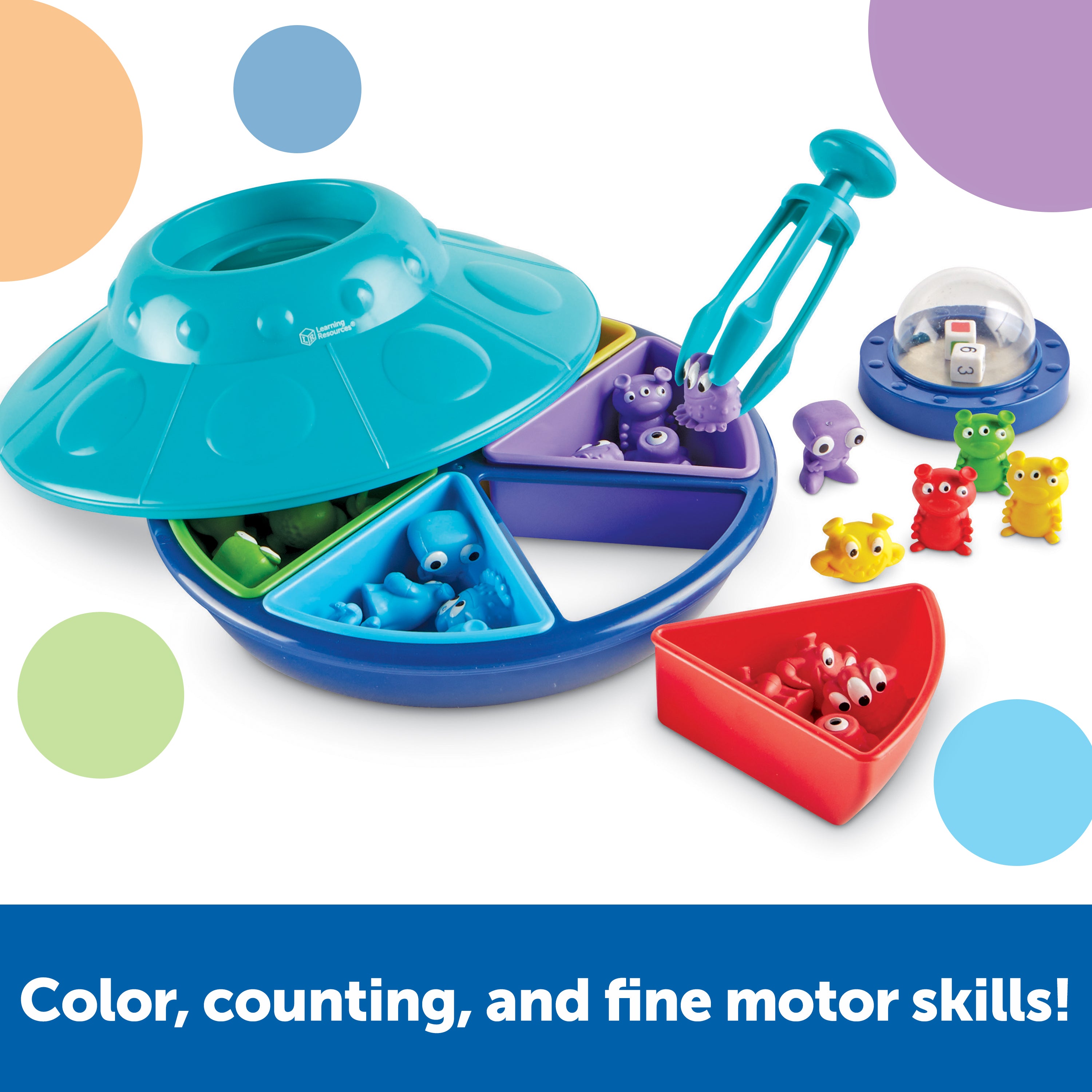 Learning Resources Oodles of Aliens! Sorting Saucer, Fine Motor & Sorting Game for Kids, 48 Pieces, Ages 3+