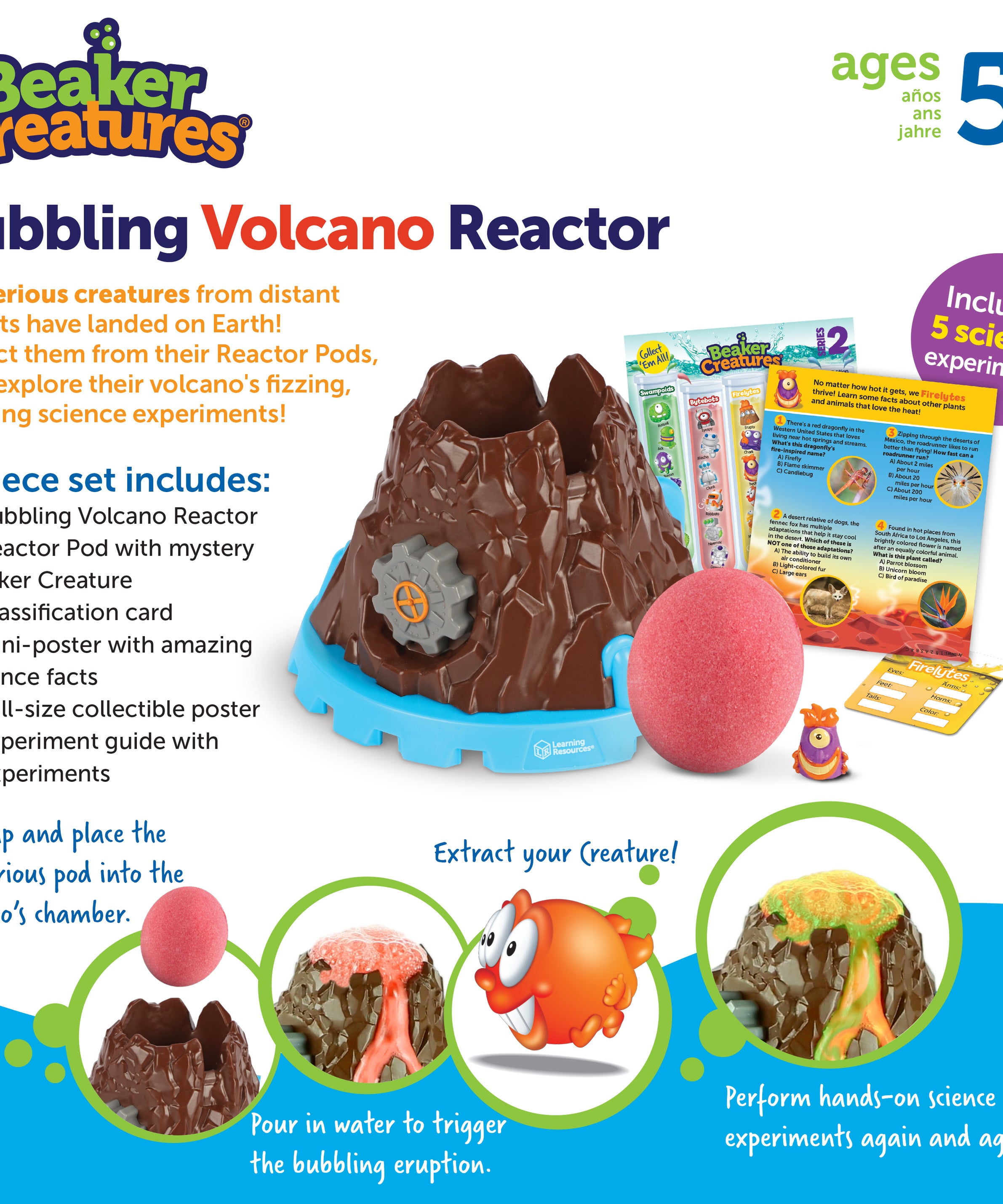 Learning Resources Beaker Creatures Bubbling Volcano Reactor, Science Experiment Kit with Surprise Creature and Activities, Ages 5 Plus