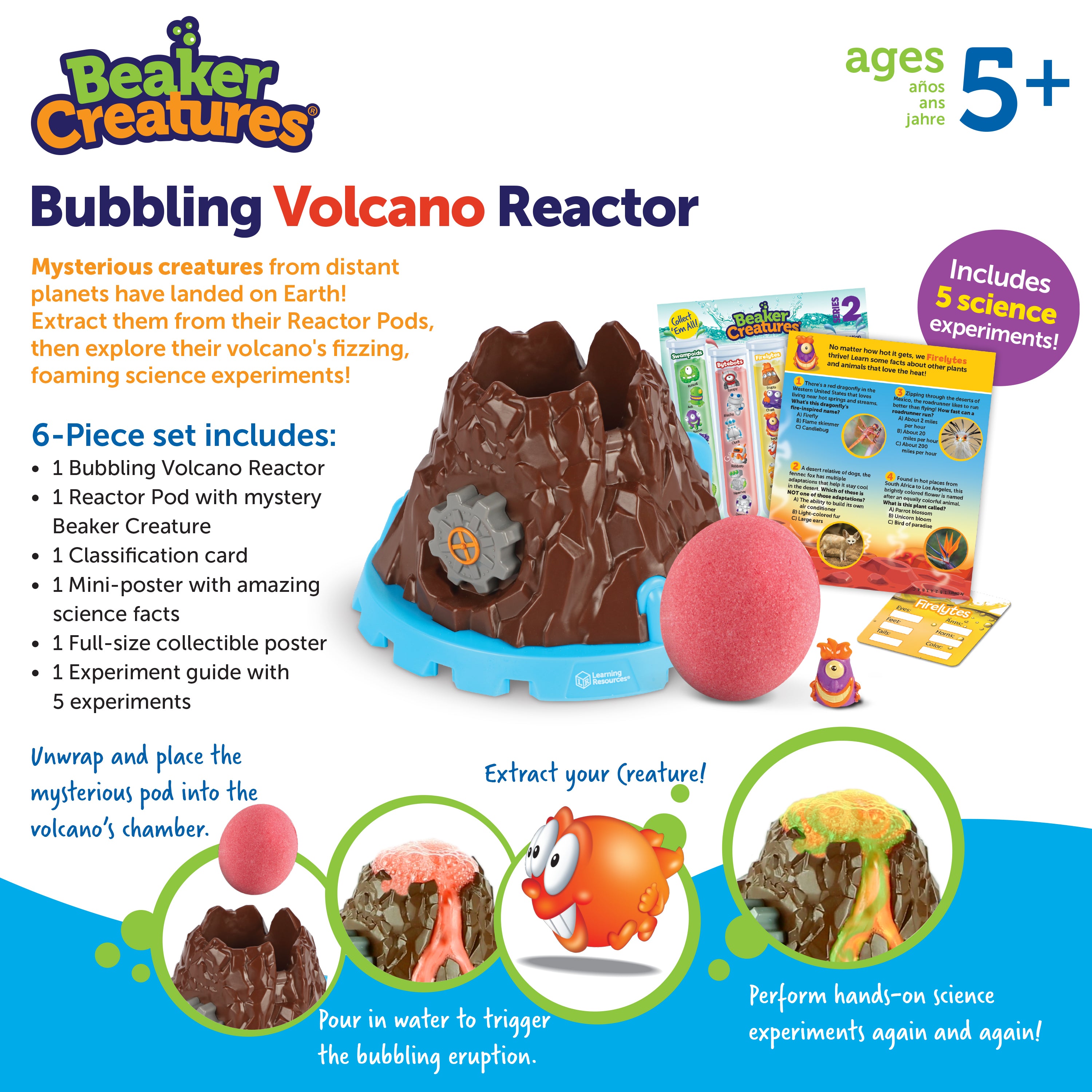 Learning Resources Beaker Creatures Bubbling Volcano Reactor, Science Experiment Kit with Surprise Creature and Activities, Ages 5 Plus