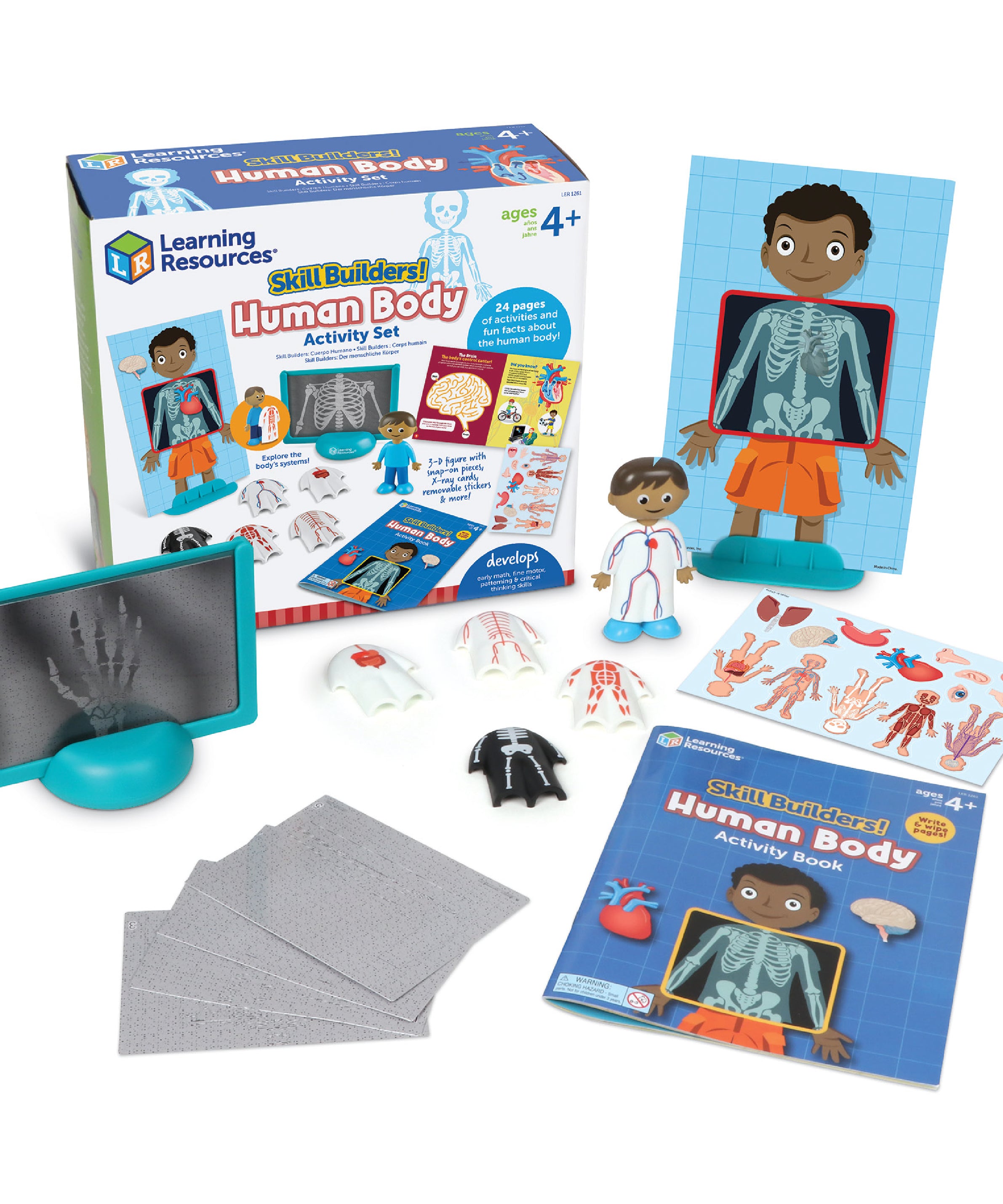 Learning Resources Skill Builders! Human Body, Preschool Science Kit with Activity Book, X-Ray Cards, and 3D Organs, STEM Learning for Ages 4+