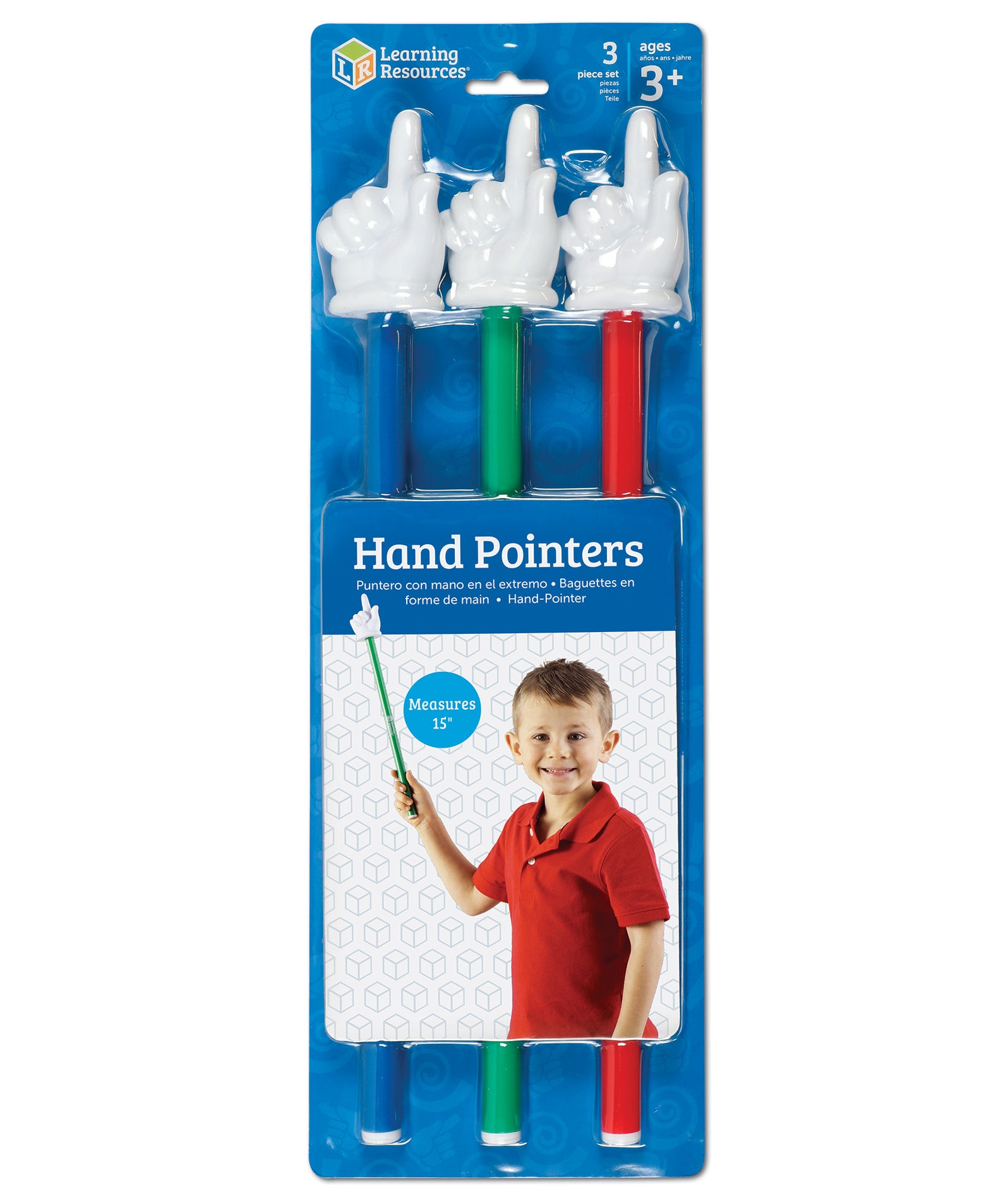 Learning Resources Student Hand Pointers, Set of 3, Engaging Classroom Pointer Tool for Whiteboards, Presentations & Group Activities, Includes Red, Blue & Green, 38cm Each