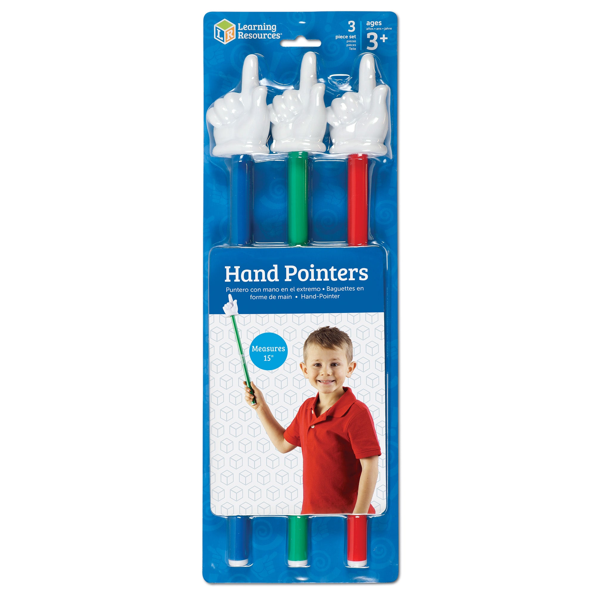 Learning Resources Student Hand Pointers, Set of 3, Engaging Classroom Pointer Tool for Whiteboards, Presentations & Group Activities, Includes Red, Blue & Green, 38cm Each