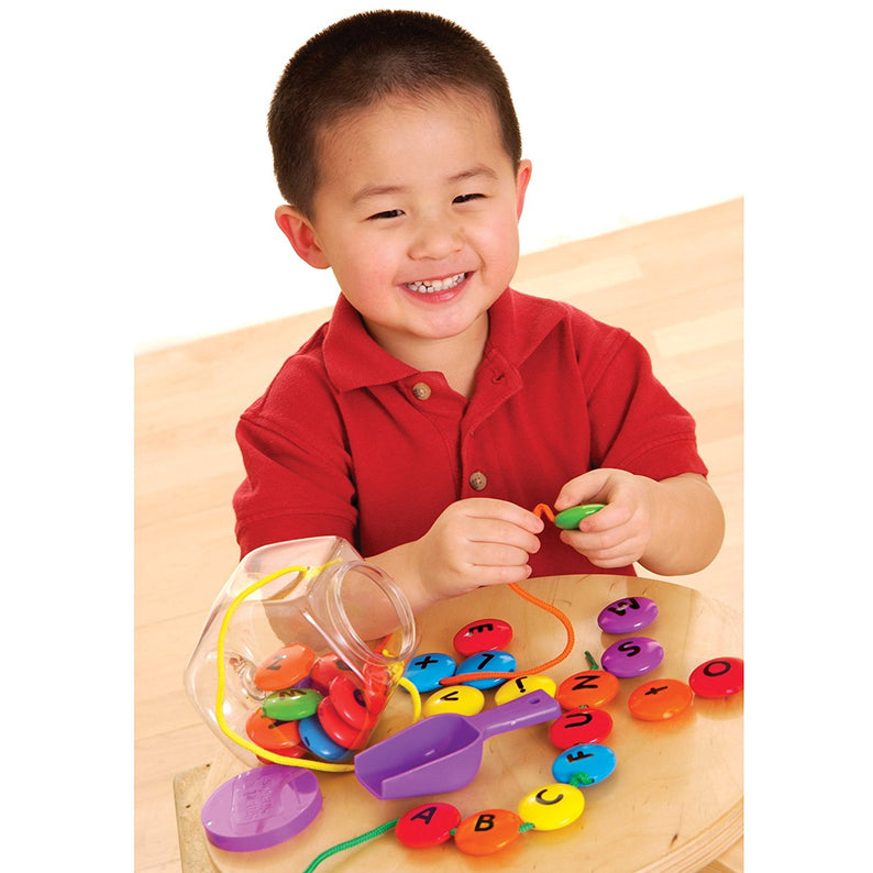 Learning Resources Smart Snacks ABC Lacing Sweets, Alphabet Beads for Fine Motor Skills and Early Literacy, Preschool Learning Toy with Storage Tub, Ages 3+