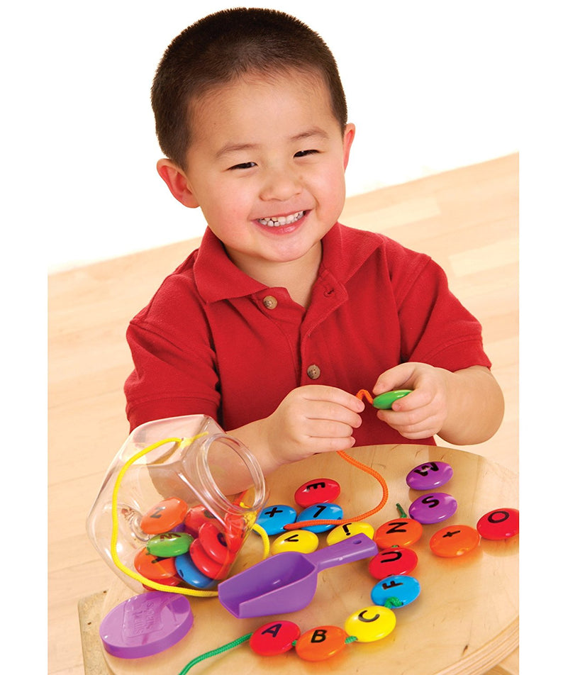 Learning Resources Smart Snacks ABC Lacing Sweets, Alphabet Beads for Fine Motor Skills and Early Literacy, Preschool Learning Toy with Storage Tub, Ages 3+