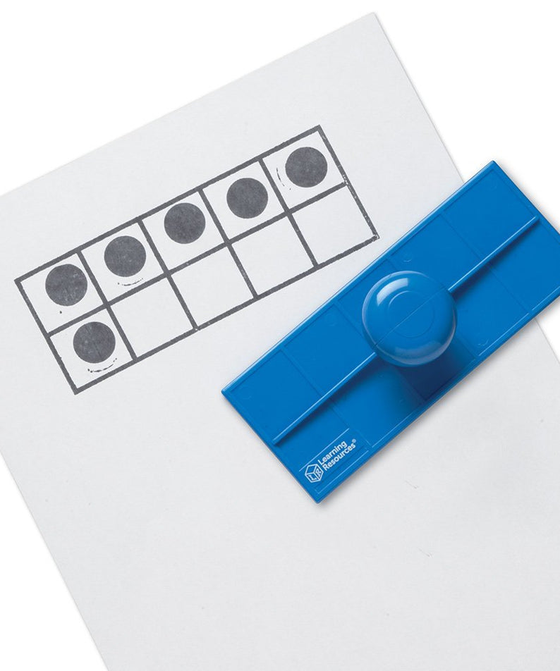 Learning Resources Ten Frame Stamp, Hands-On Early Arithmetic Tool for Counting, Number Patterns, and Basic Maths Skills, Includes 4 Write & Wipe Boards and 100 Magnetic Disks